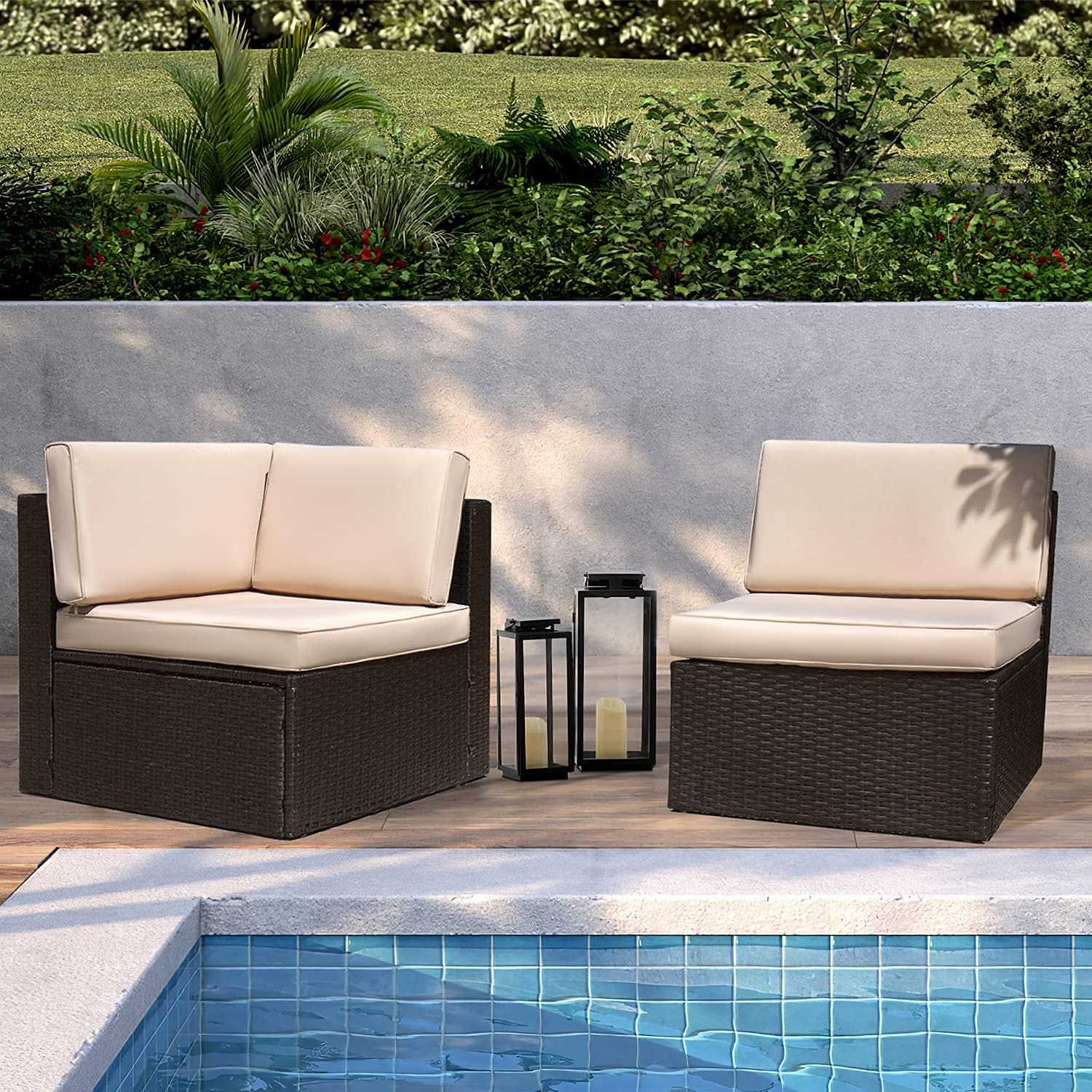 5-Piece All-Weather Patio Furniture Set with Cushions, Outdoor Wicker Conversation Sofa Set for Garden, Deck & Backyard - Image 26