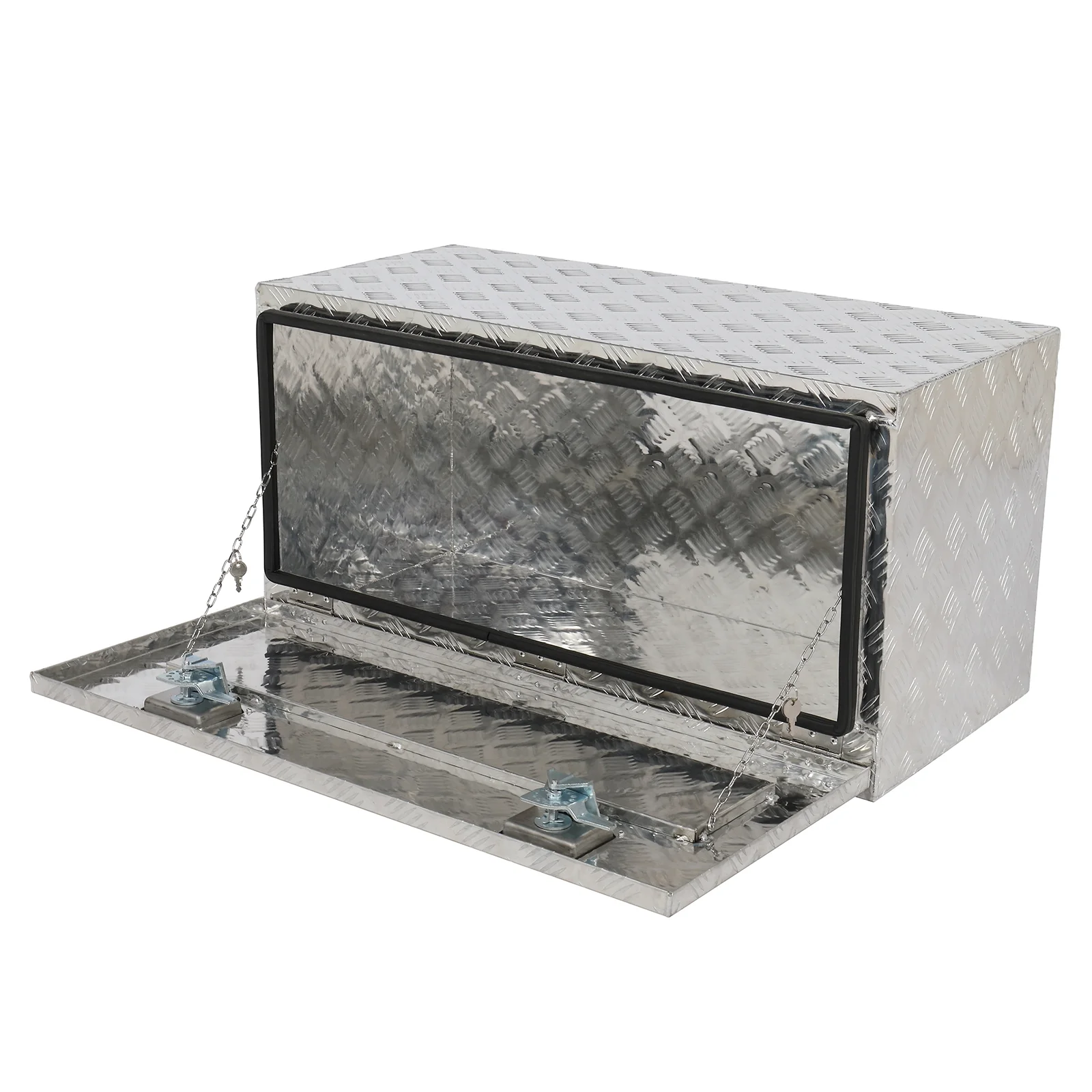 GZXS 36" Aluminum Storage Box Truck Underbody Toolbox Trailer RV Tool Heavy Duty Aluminum Tool RV ATV Trailer Storage Boxes W/Locks Keys Silver (36" x 18" x 17") - Image 4