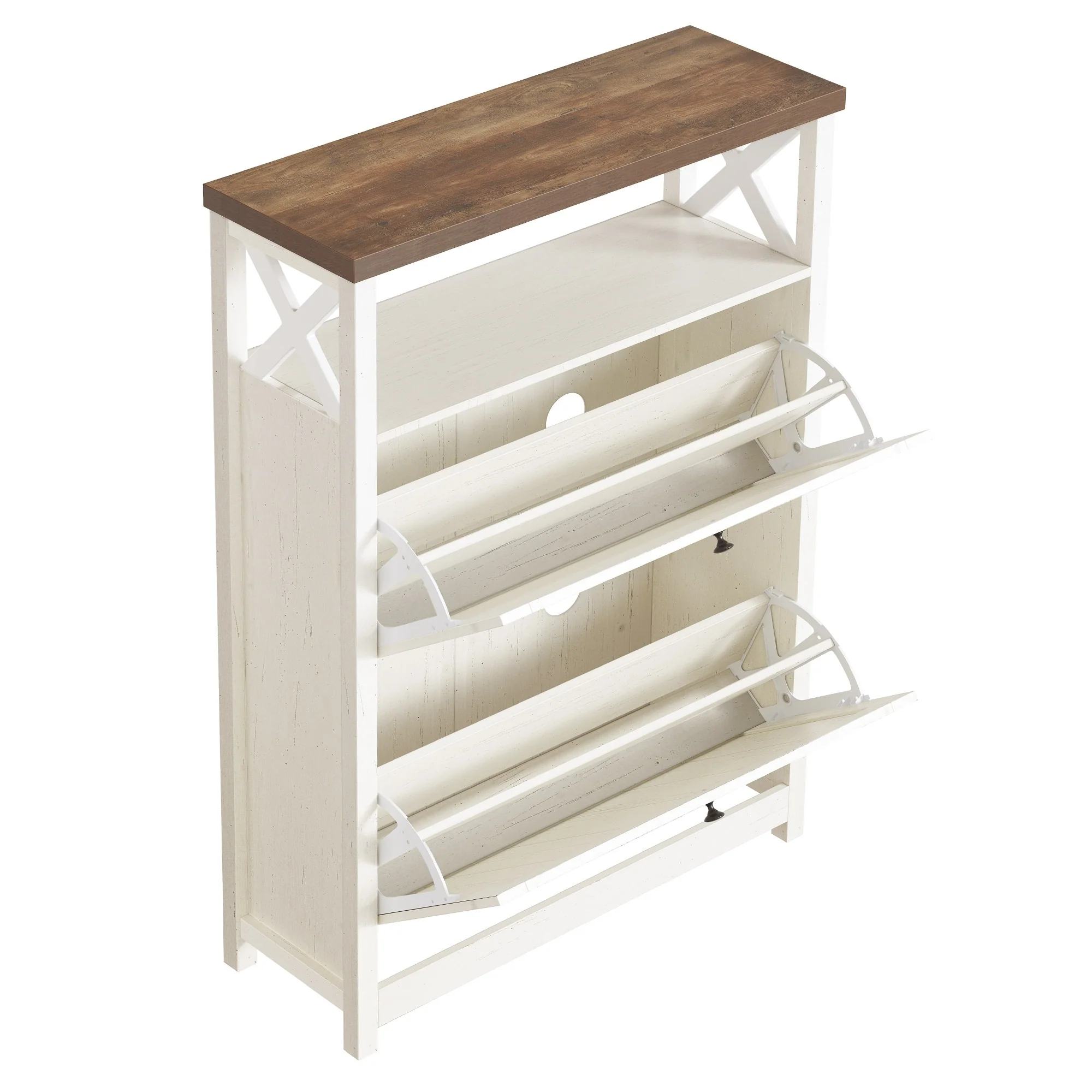 Shoe Storage Cabinet Organizer with 2 Compartments, Entryway and Hallway Shoe Cabinet - Image 28