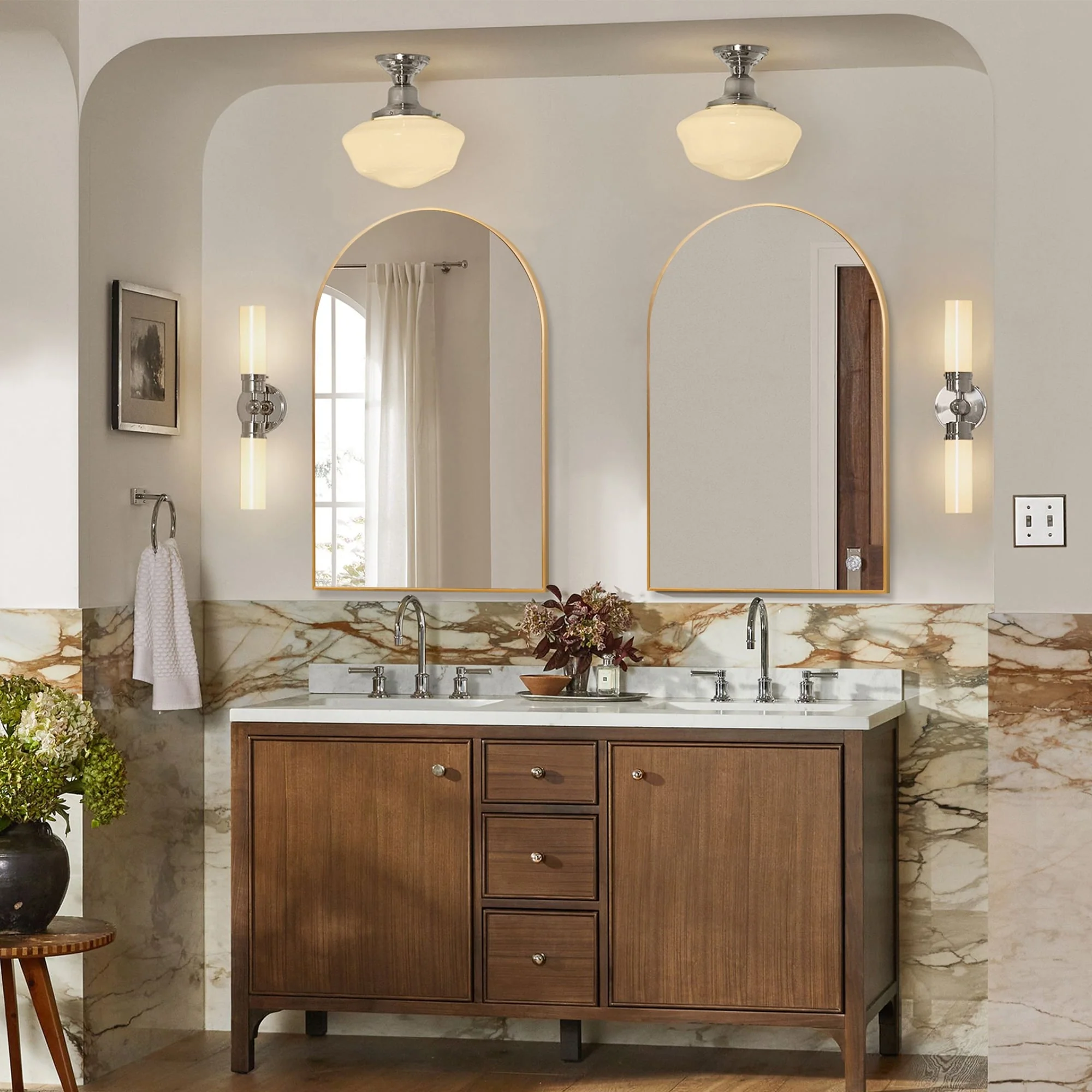 2 Pack 36x24 Inch Arched Bathroom Vanity Mirrors, Wall Mounted Decorative Mirrors for Bathroom and Bedroom - Image 28