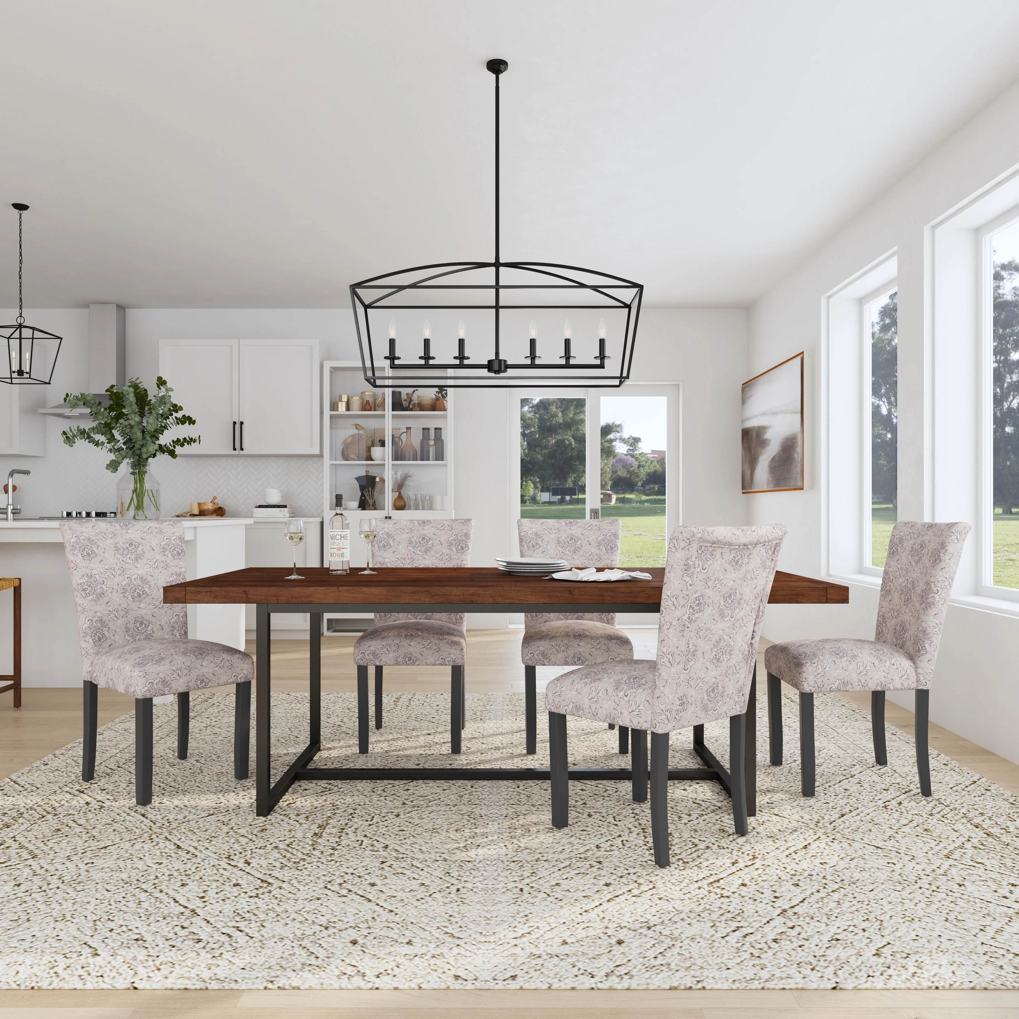 Set of 2 Upholstered Medallion Dining Chairs, Comfortable Parsons Style Chairs for Kitchen and Dining Room - Image 25