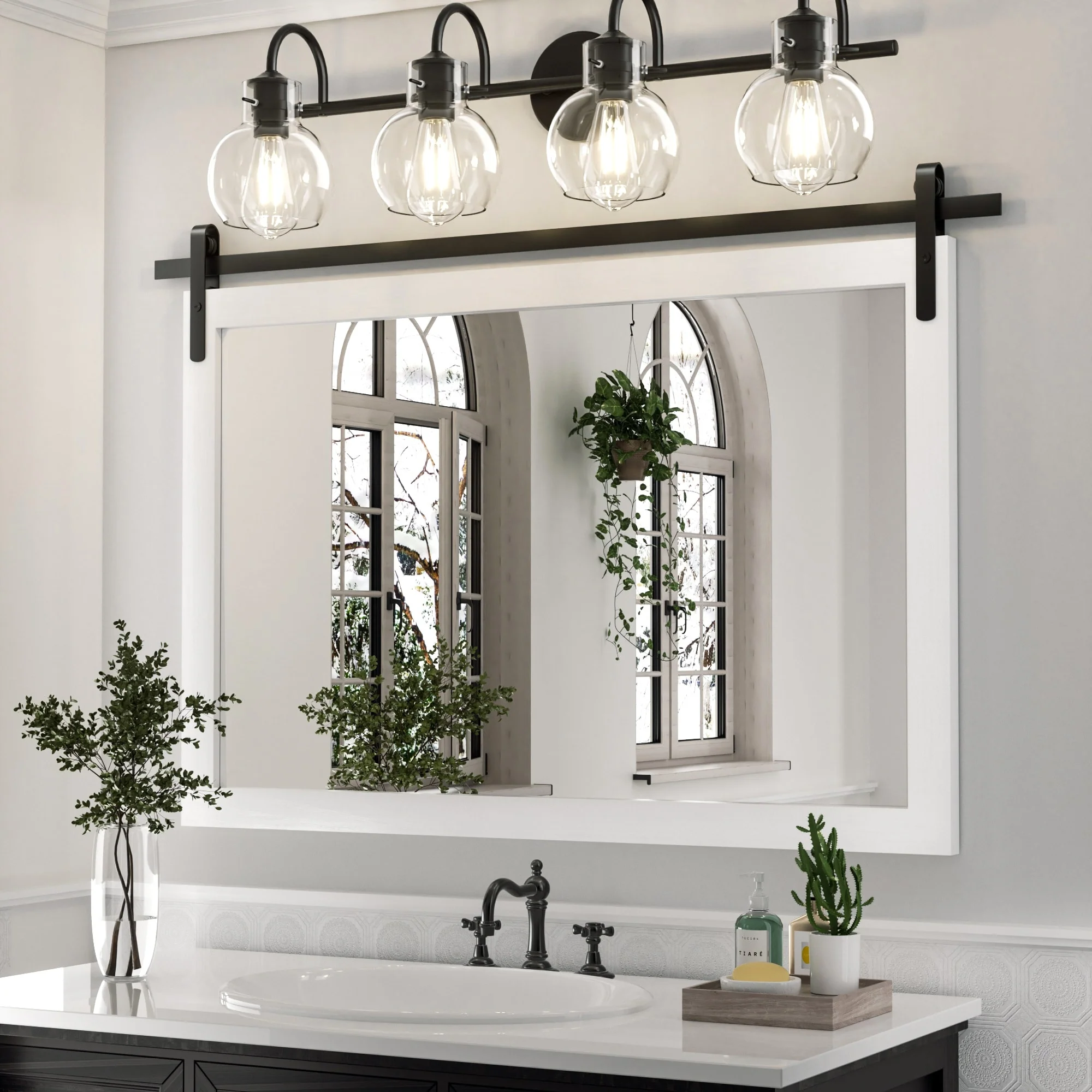 Modern Rectangular Wall Mirror with Wood Frame, Bathroom and Barn Door Mirror, Multiple Sizes - Image 12