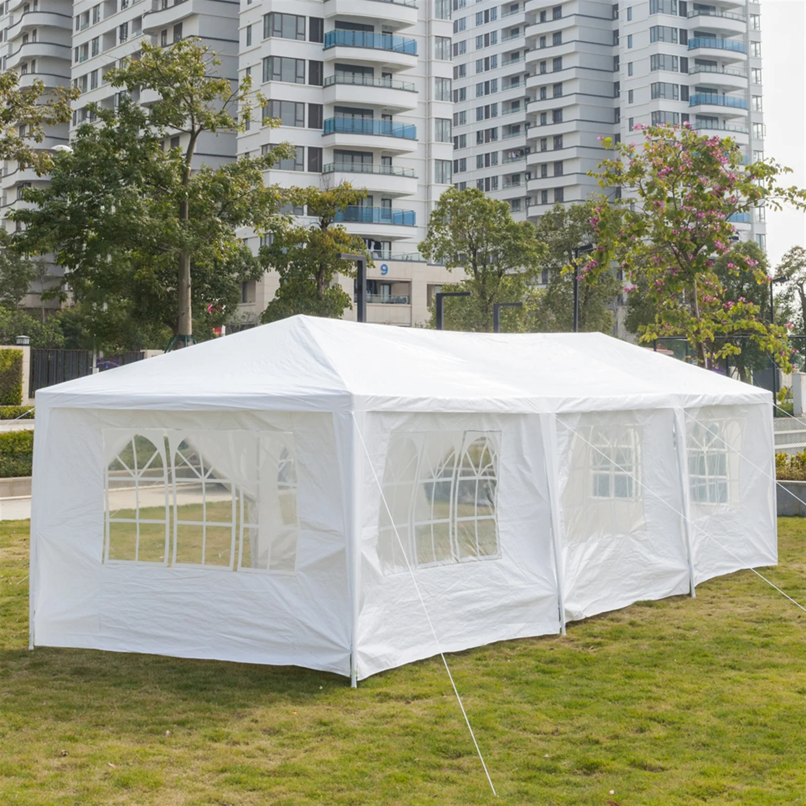 Cfowner 10'x30' 7 Sides Party Tent, Wedding Canopy Tent, Outdoor Patio Folding Gazebo Canopy, White - Image 3
