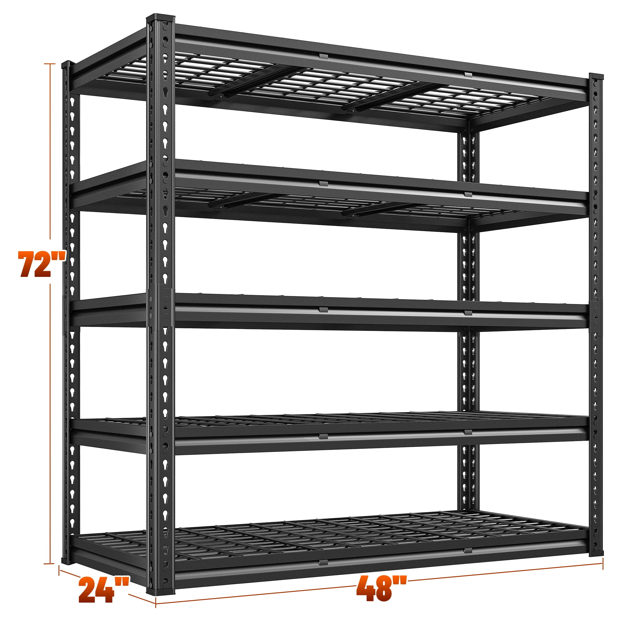 REIBII 48" W Garage Shelving Units 5 Tier Storage Shelves Heavy Duty Adjustable Metal Utility Shelf-72" H x 48" W x 24" D - Image 10