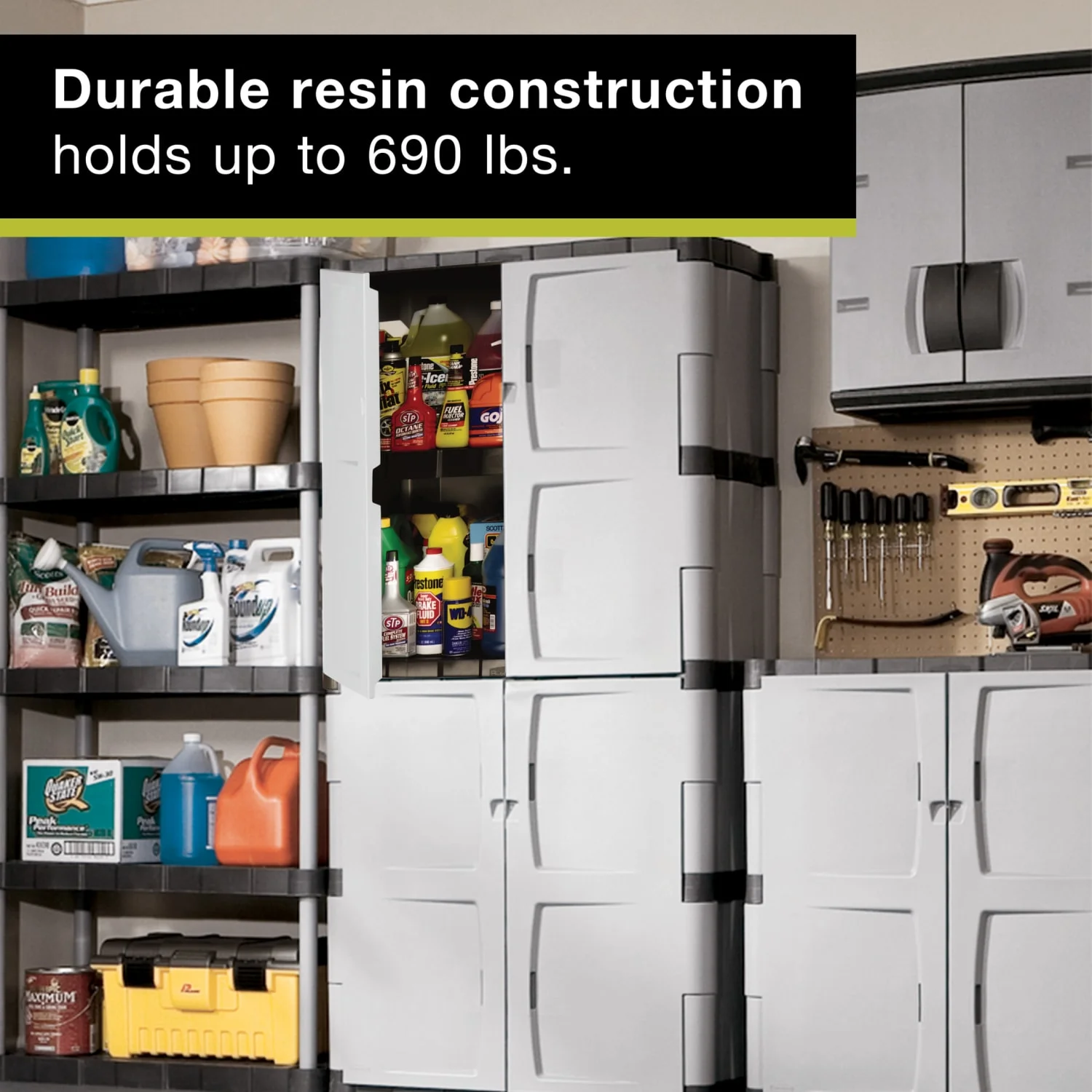 Rubbermaid Full Double Door Vertical 27 Cu.Ft. Garage Storage Cabinet - Image 3
