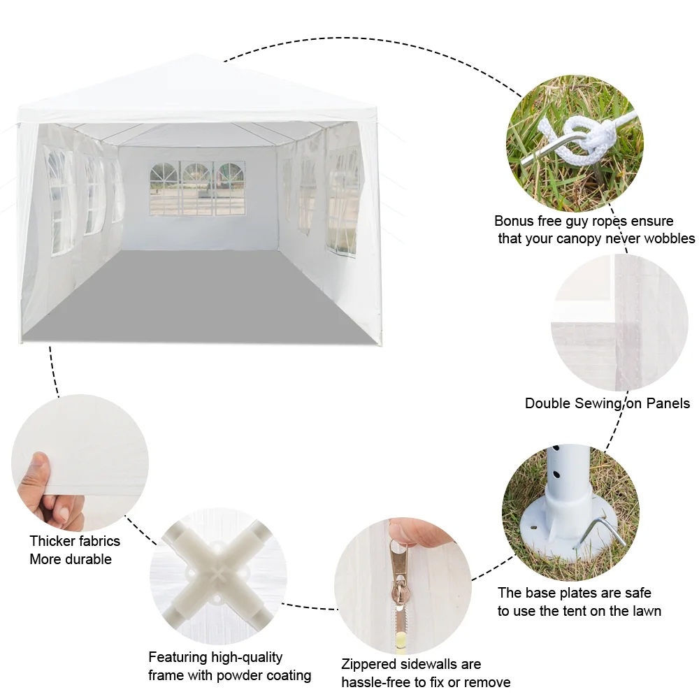 Gazebo Tent for Outside, 10' x 30' Patio Canopy Tent with 8 Side Walls, Heavy Duty Outdoor Party Wedding Tent, Portable Shade Folding Canopy - UV Coated, Waterproof Gazebo Tent, White, L1332 - Image 3