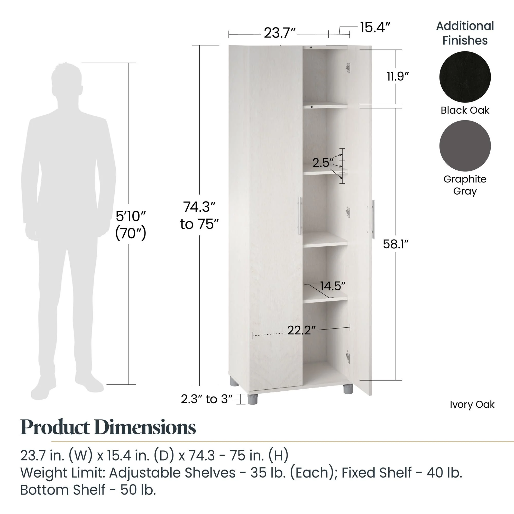 Camberly 24" Utility Storage Cabinet, Ivory Oak - Image 8