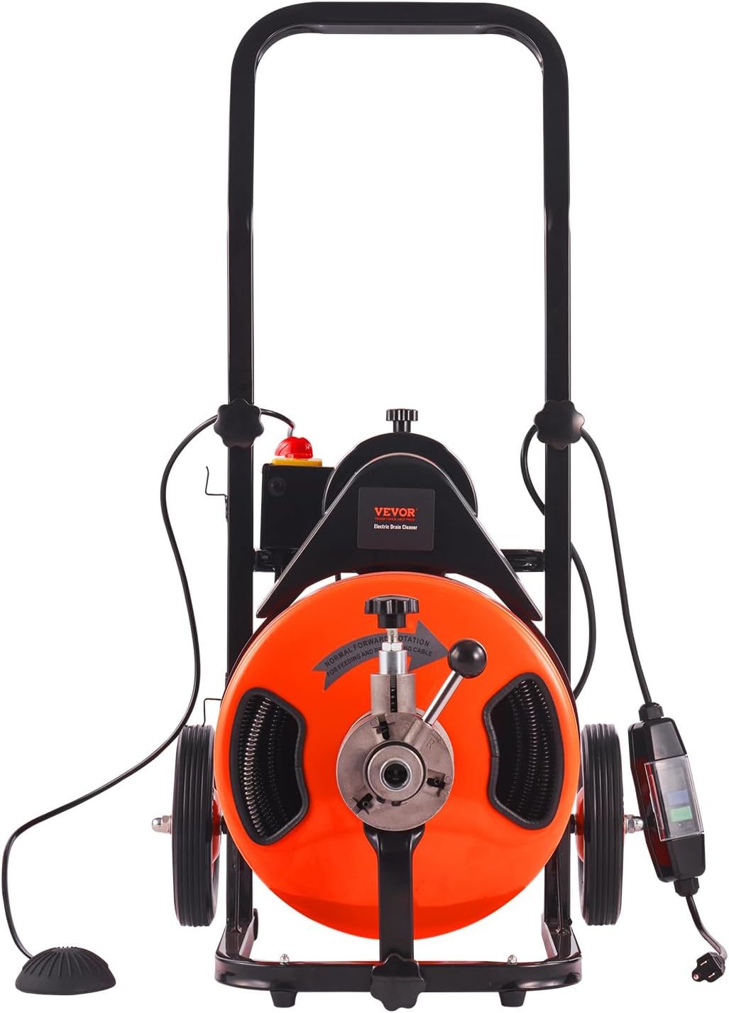 100FT x 1/2-Inch Drain Cleaner Machine, Auto-Feed Sewer Snake with 4 Cutters and Foot Switch for 1-4 Inch Pipes - Image 2