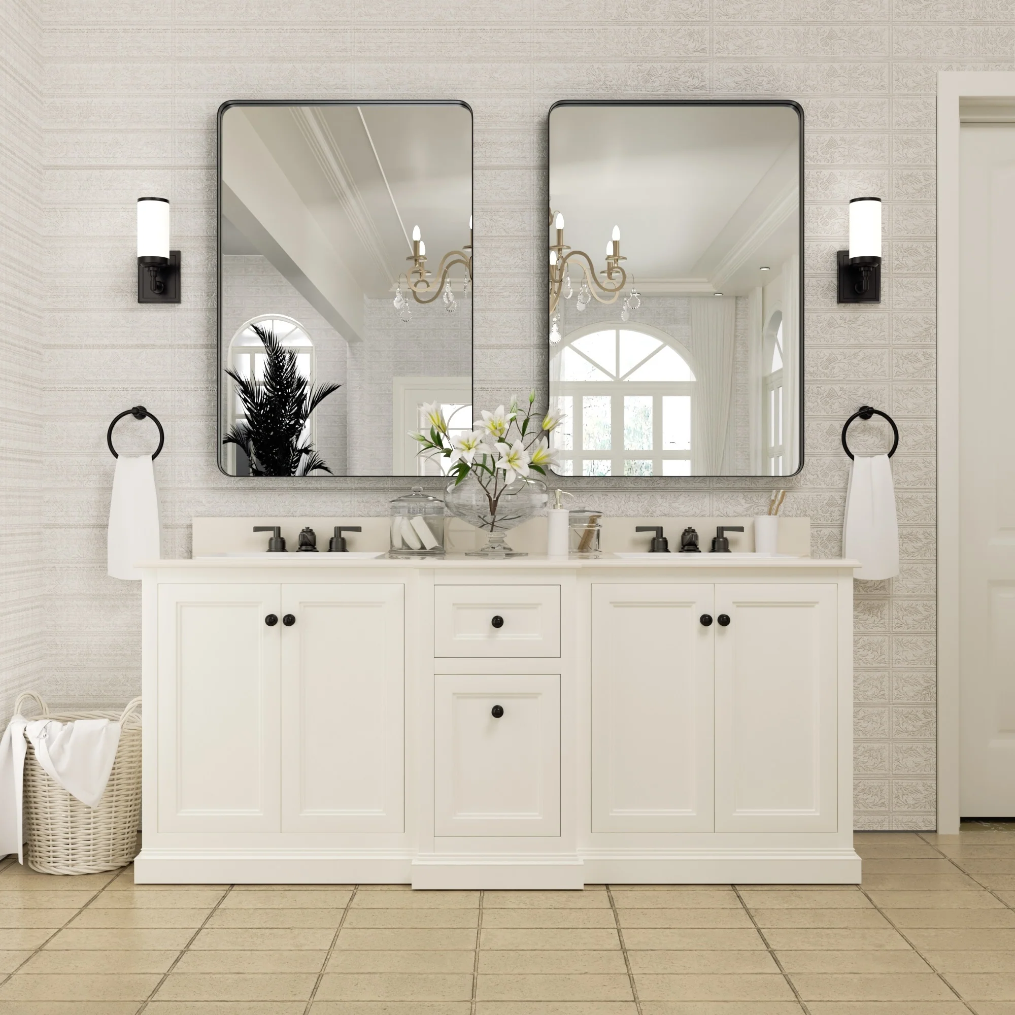 Wall Mirror Vanity Mirror, Bathroom Mirror with Rounded Corners, 1 Piece - Image 7