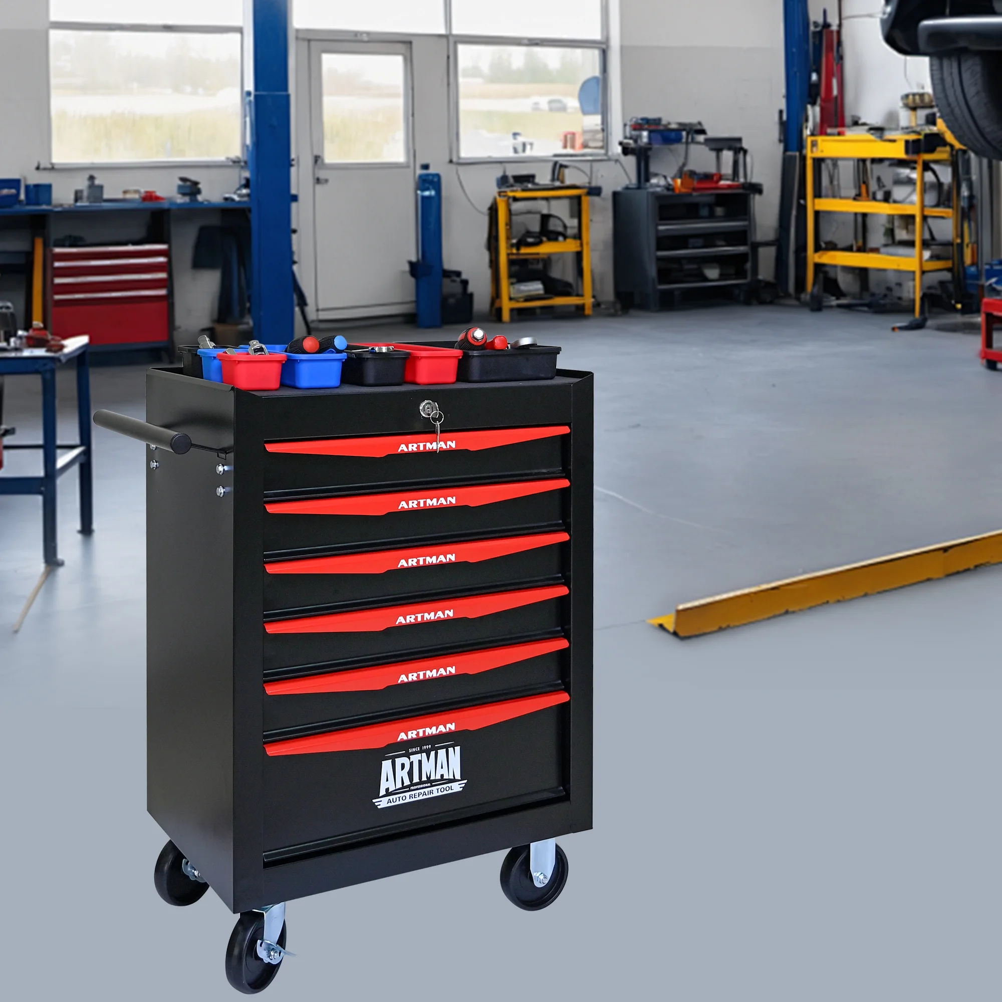 ARTMAN 20" 5-Drawer Rolling Metal Tool Chest Cabinet,Steel Tool Storage Box Organizer for Garage Workshop Warehouse - Image 46