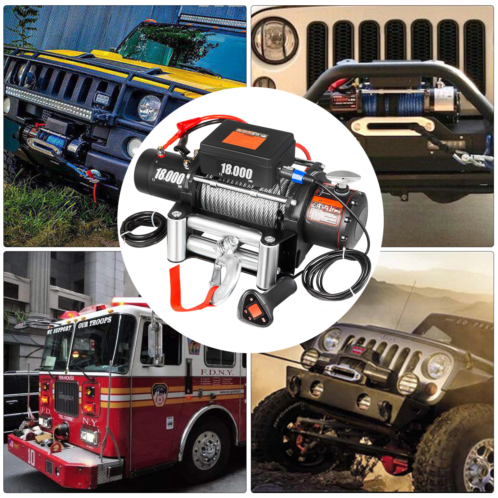Electric Recovery Winch – 12V Steel Cable Winch for ATV UTV Truck Towing - Image 2