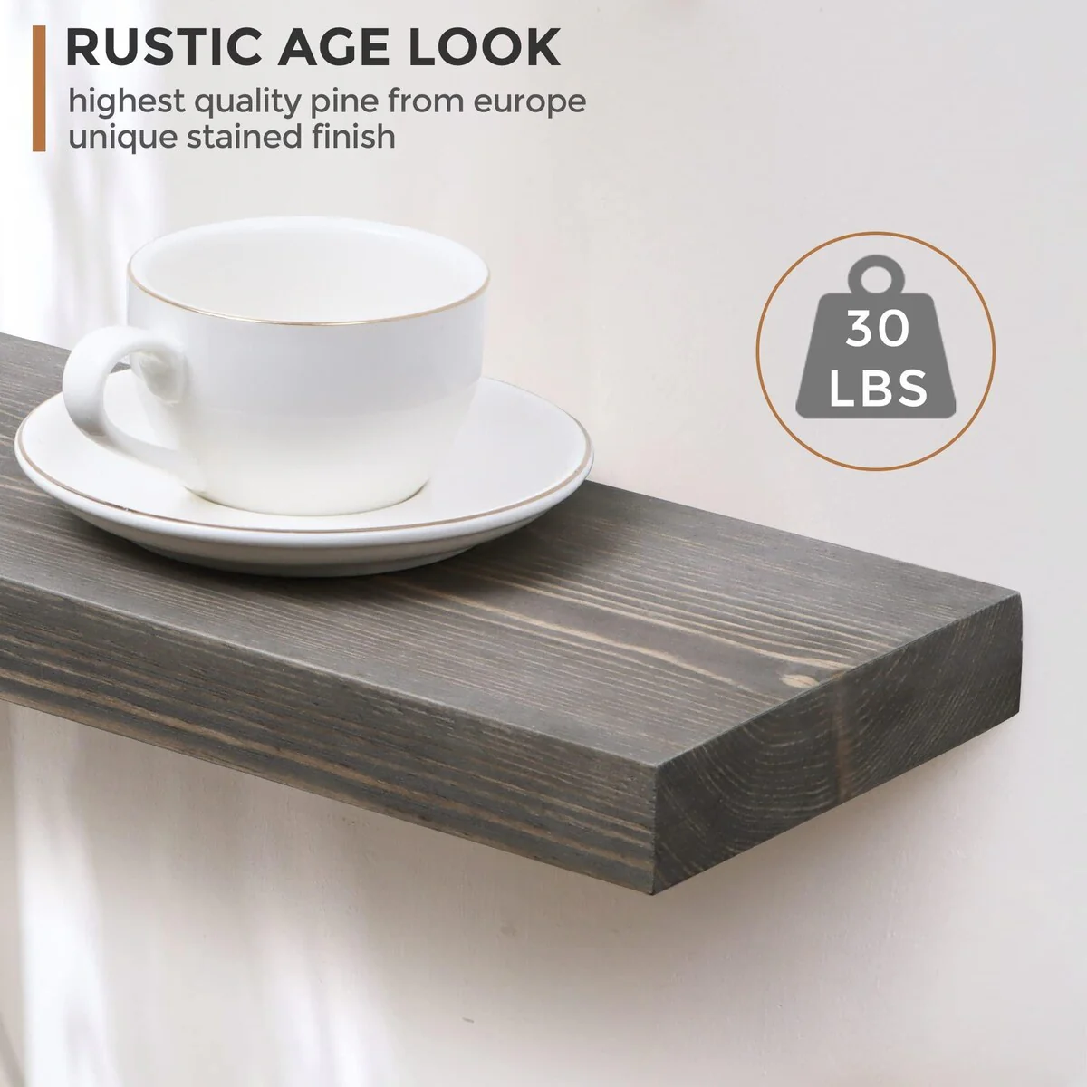 Set of 2 Handcrafted European Pine Floating Wall Shelves, Natural Rustic Wood - Image 40