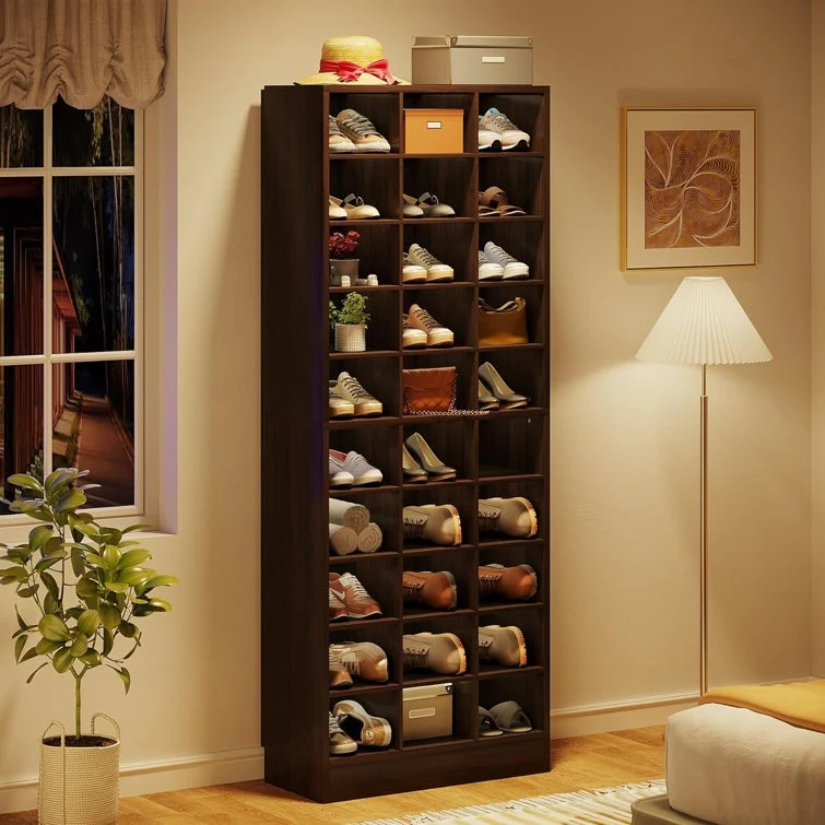 10-Tier Tall Shoe Cabinet, 30-Pair White Wood Shoe Storage Rack for Entryway and Closet - Image 27