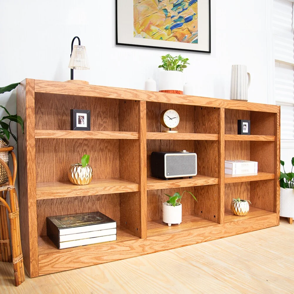 Triple Wide Wood Bookcase, 9 Shelf 36 Inch Tall Bookshelf for Home, Office and Display Storage - Image 20