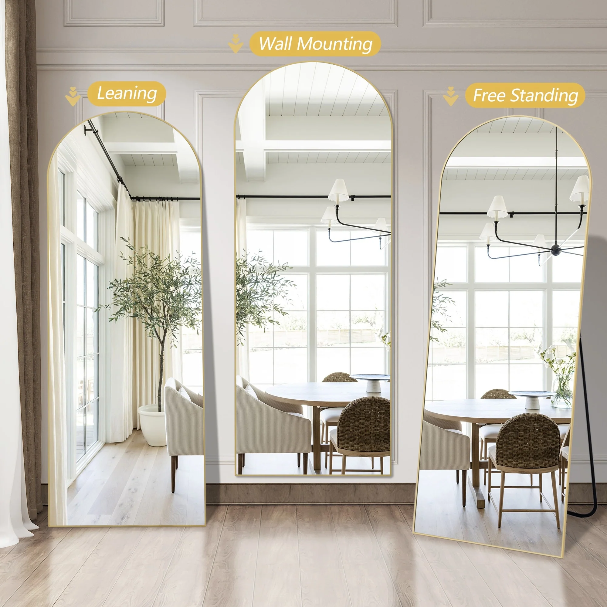 64x21 Full Length Floor Mirror, Large Full Body Aluminum Alloy Frame Standing Mirror with Stand and Wall Mount Option - Image 31
