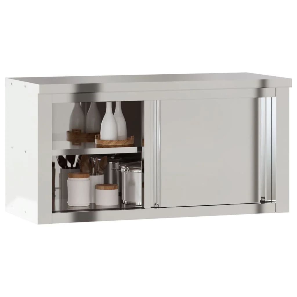 vidaXL Kitchen Wall Cabinet with Shelf Storage Restaurant Stainless Steel - Image 32