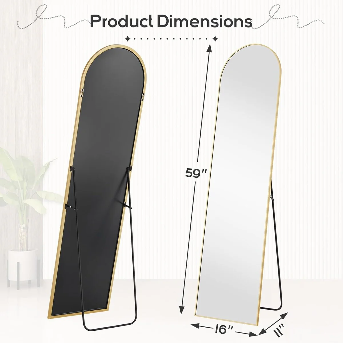 Full Length Mirror with Stand, Aluminum Alloy Frame Full Body Floor Mirror for Bedroom and Cloakroom - Image 14