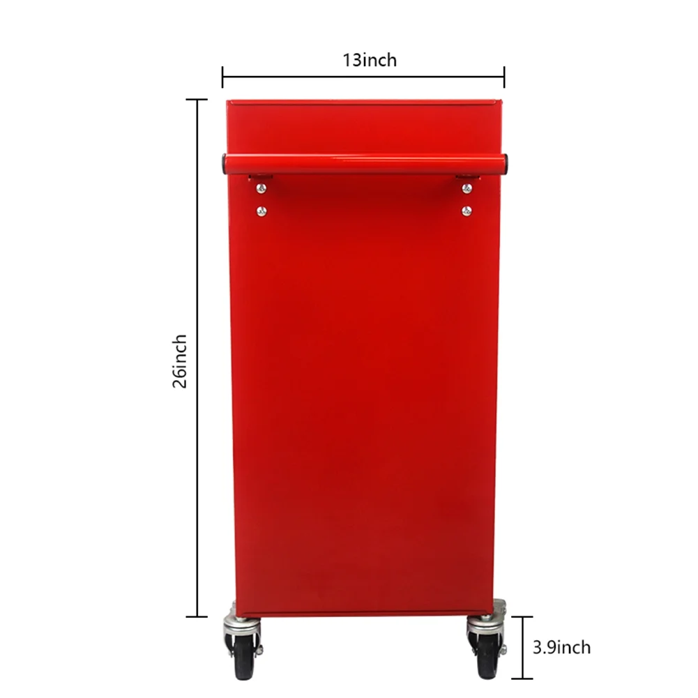 Rolling Tool Storage Cabinet With 4 Drawers, 4 Wheels, 2 Parking Brakes Tool Chest Cart, 5-Tier Rolling Tool Set for Handyman, Workshop, Home (Red) - Image 6