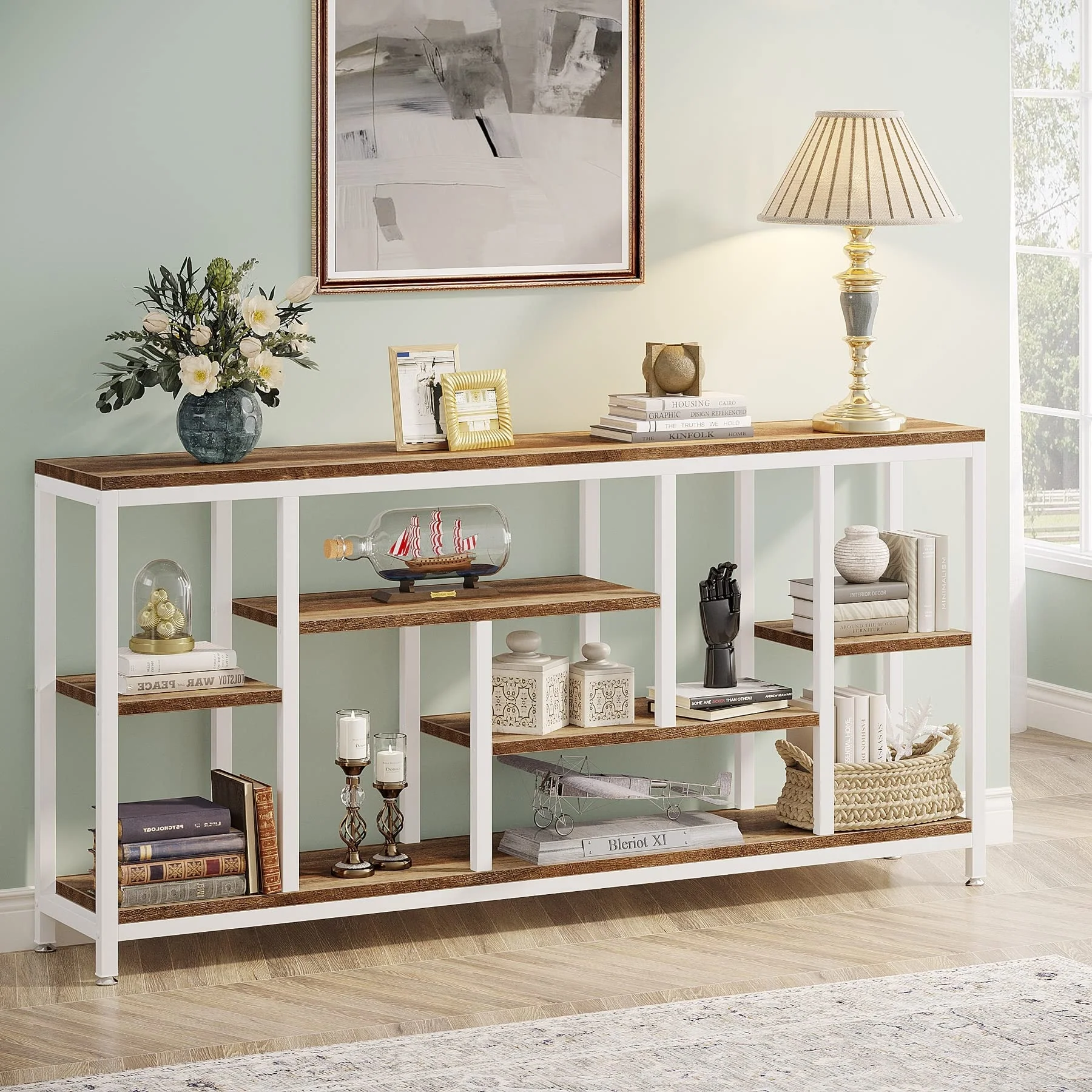 70.9 Inch Console Sofa Table with Storage, 3-Tier Entryway Table for Hallway - Image 4