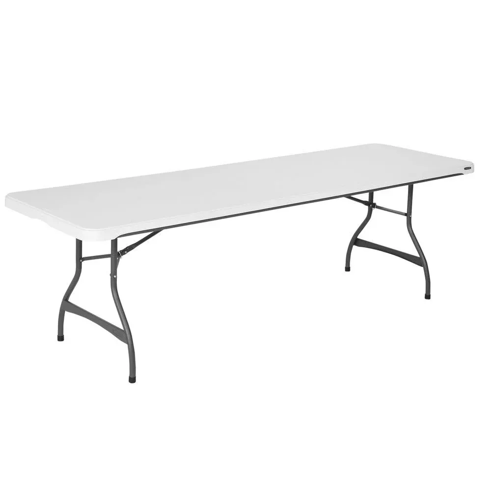 4-Pack Commercial Stacking 8 ft Folding Table - White (80344) - Image 2