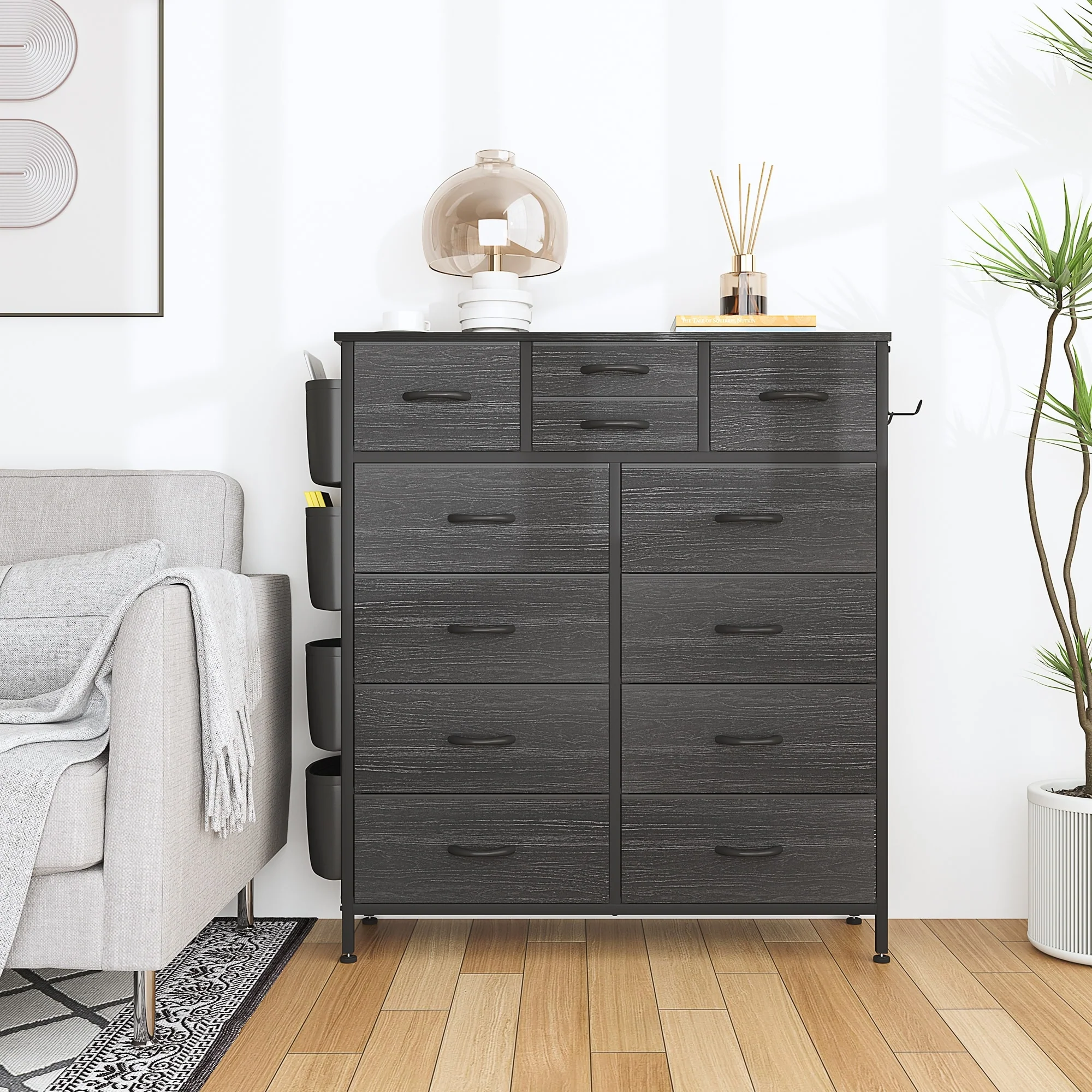 12 Drawer Fabric Dresser, Tall Bedroom Chest of Drawers with Storage - Image 6
