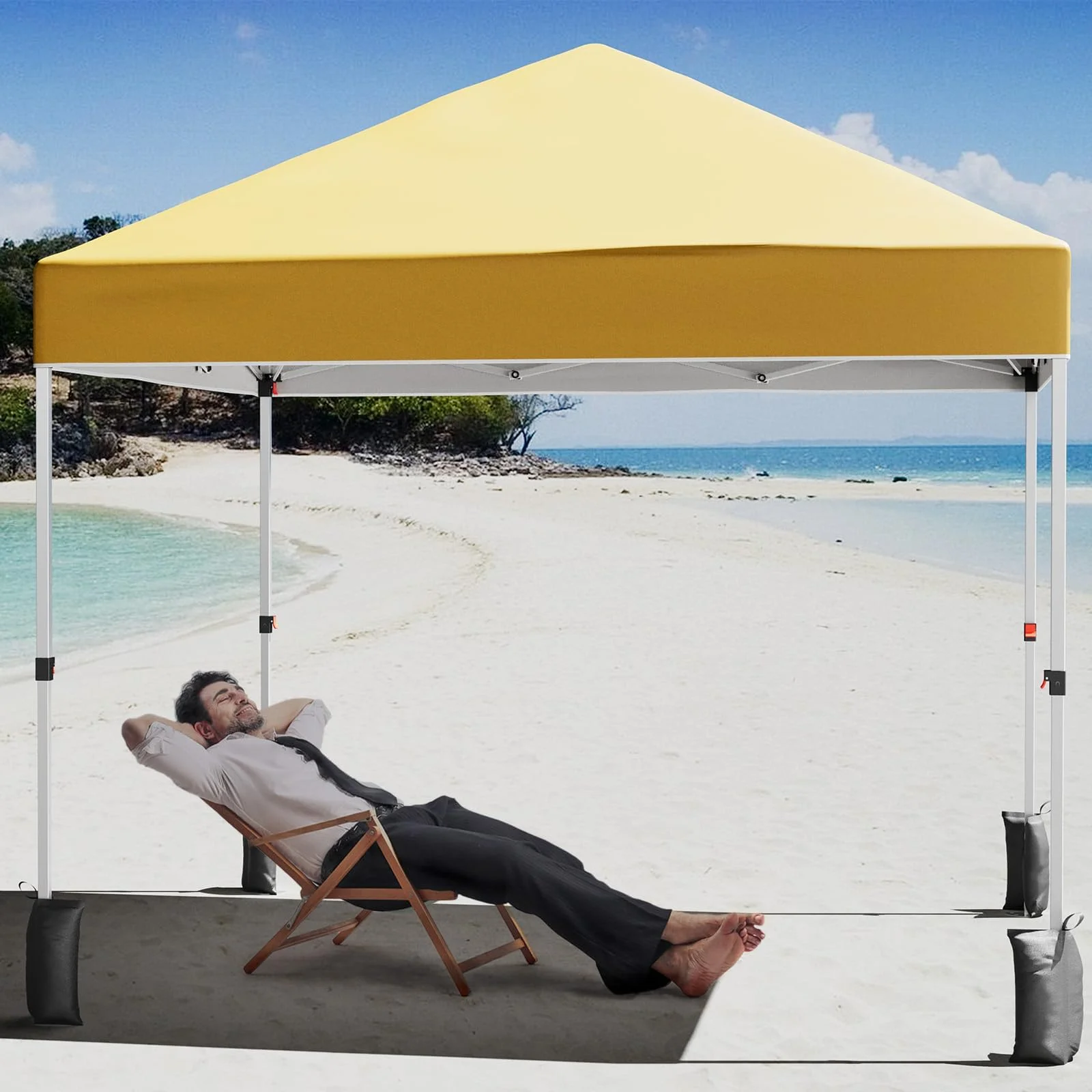 Luku 10x10ft Instant Pop-Up Canopy Tent with Patented Center Lock System, Portable Wheeled Carry Bag, Adjustable Height Straight Legs for Outdoor, Garden, Market, Patio, Yard - Image 14