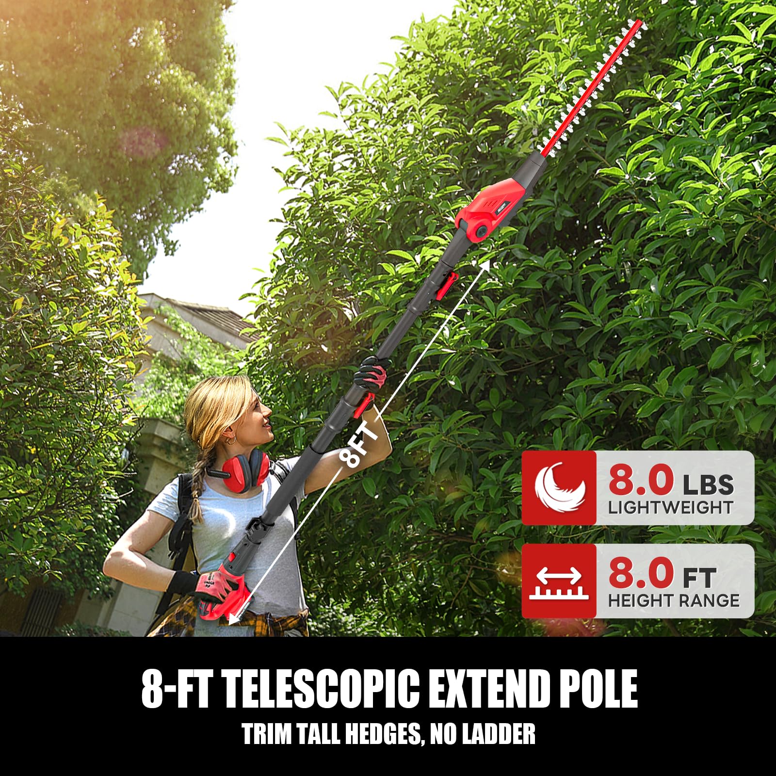 20V MAX Cordless Pole Hedge Trimmer, 2 x 2.0Ah Batteries and Charger Included - Image 10