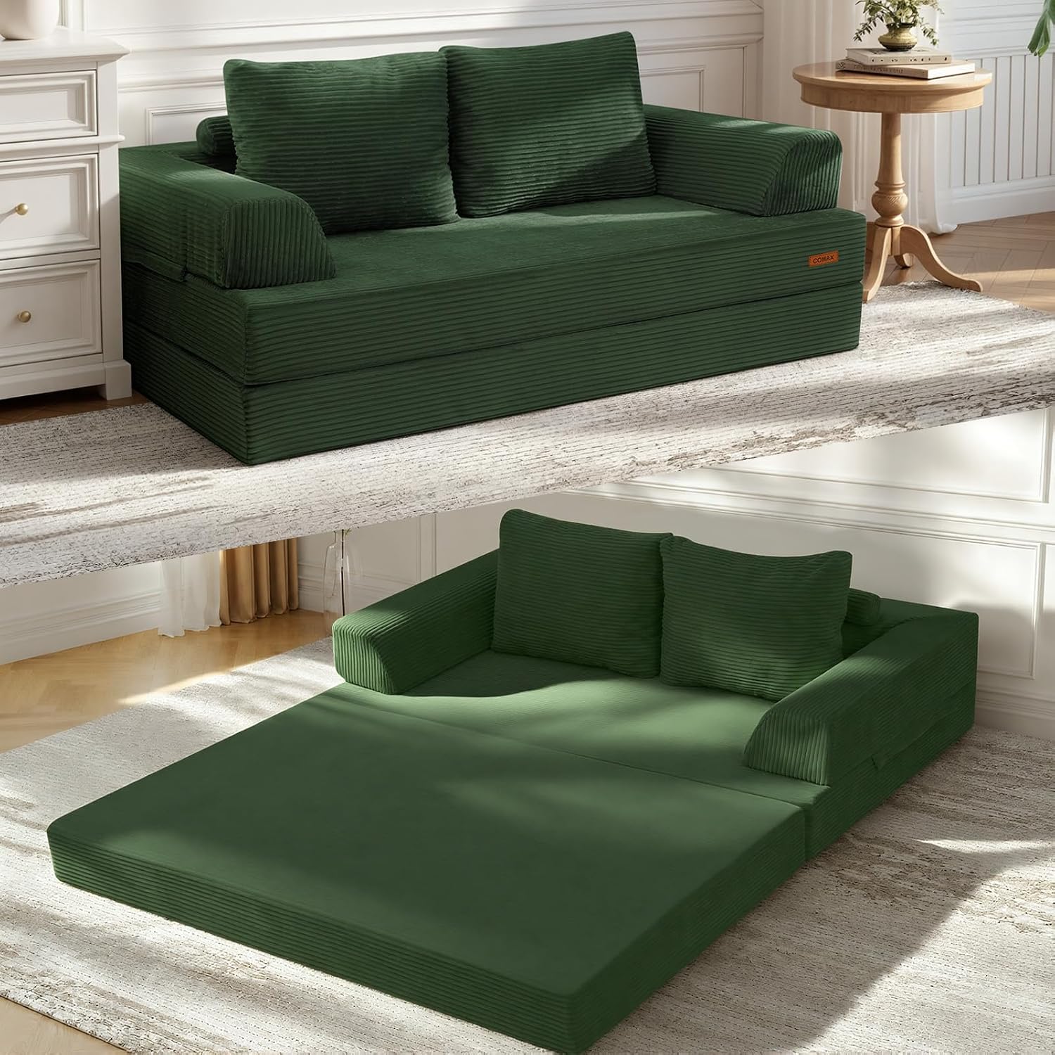 Convertible Futon Sofa Bed, 59" Folding Boneless Loveseat Small Couch - Image 14