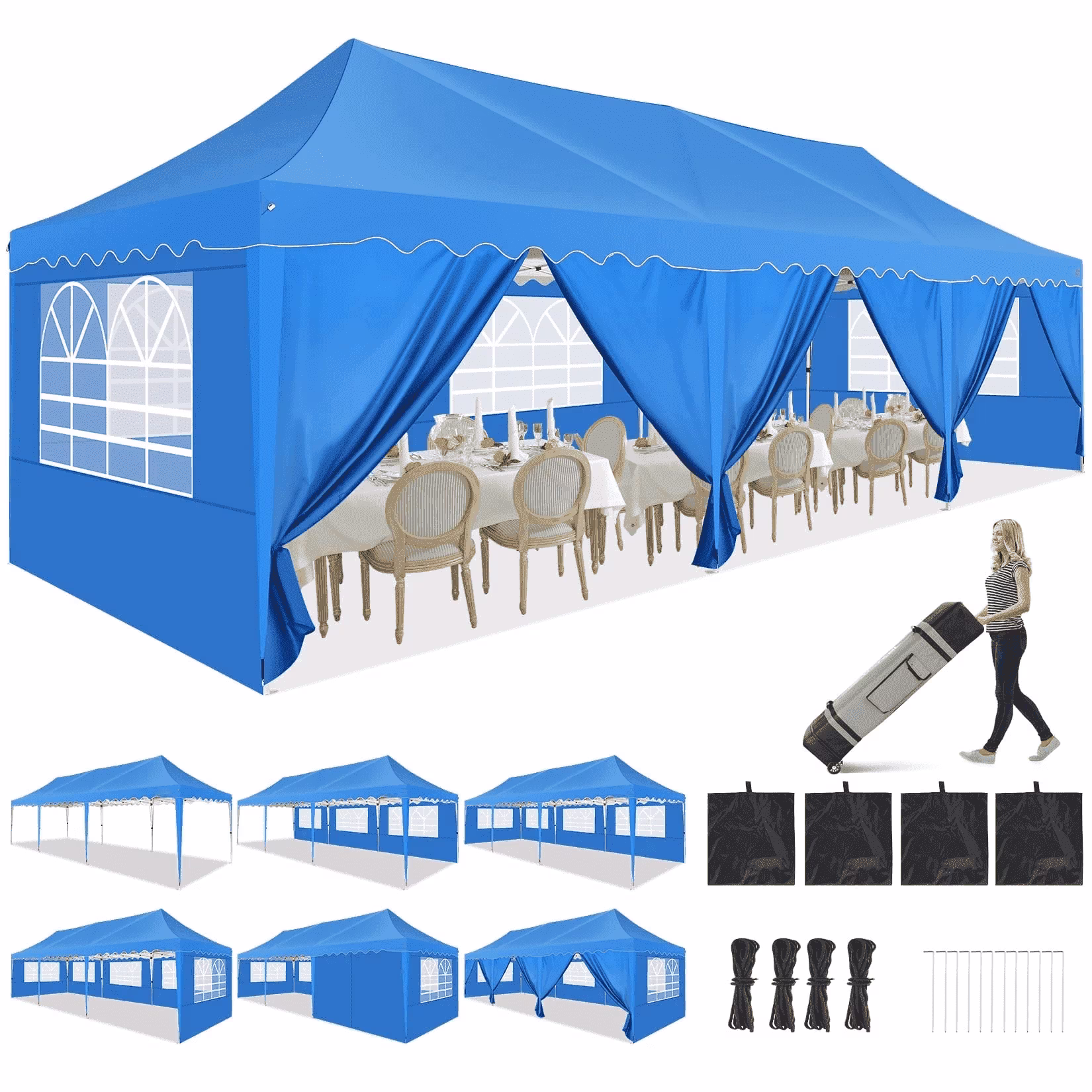 HOTEEL Canopy 10'x20' Pop Up Canopy Tent Heavy Duty Waterproof Adjustable Commercial Instant Canopy Outdoor Party Canopy Parties,Wedding,Outside Patio,Event,Backyard,White - Image 3
