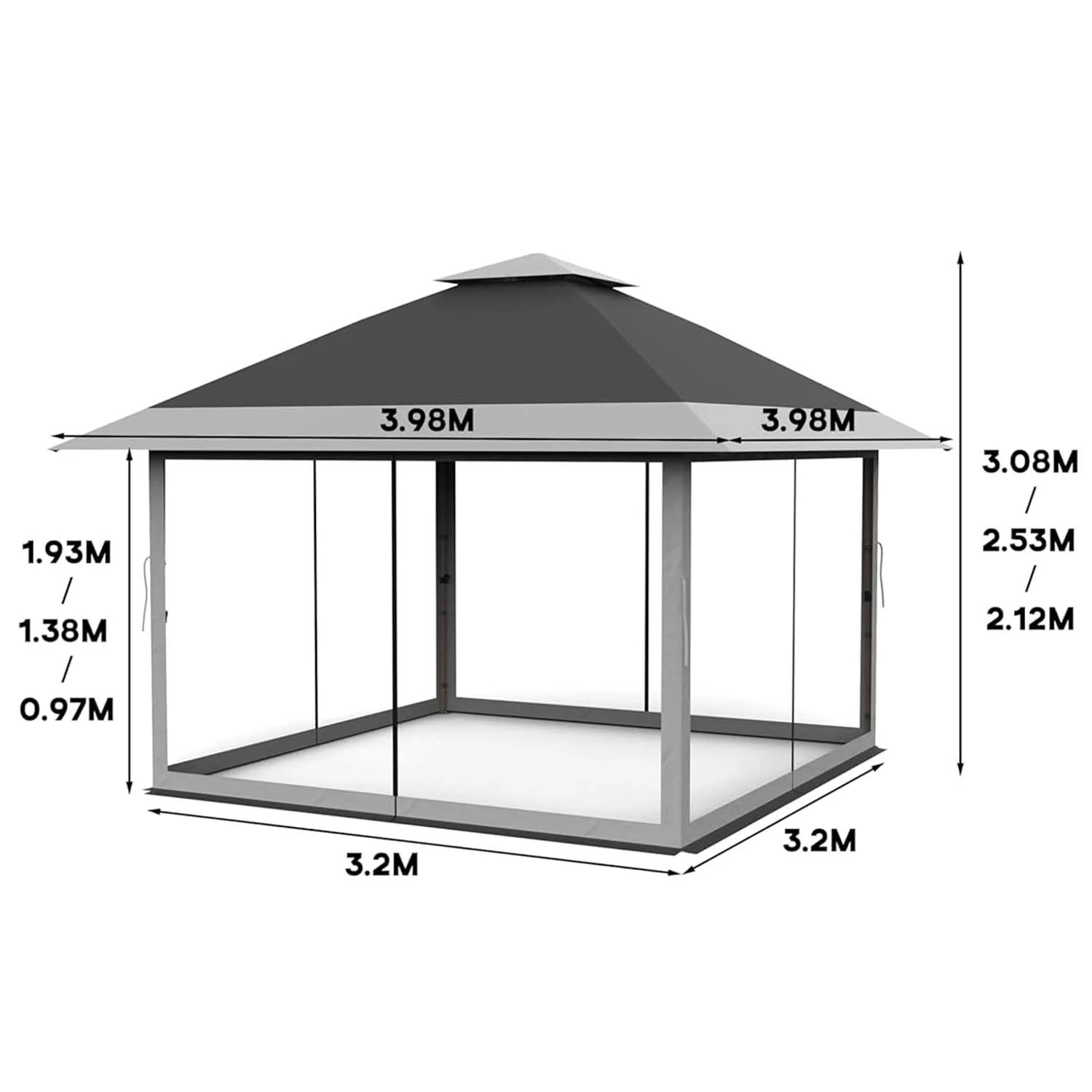 AOILE 13x13FT Pop-Up Patio Gazebo, Outdoor Canopy Tent with Mesh Walls, Double Roof & Carry Bag - Image 4