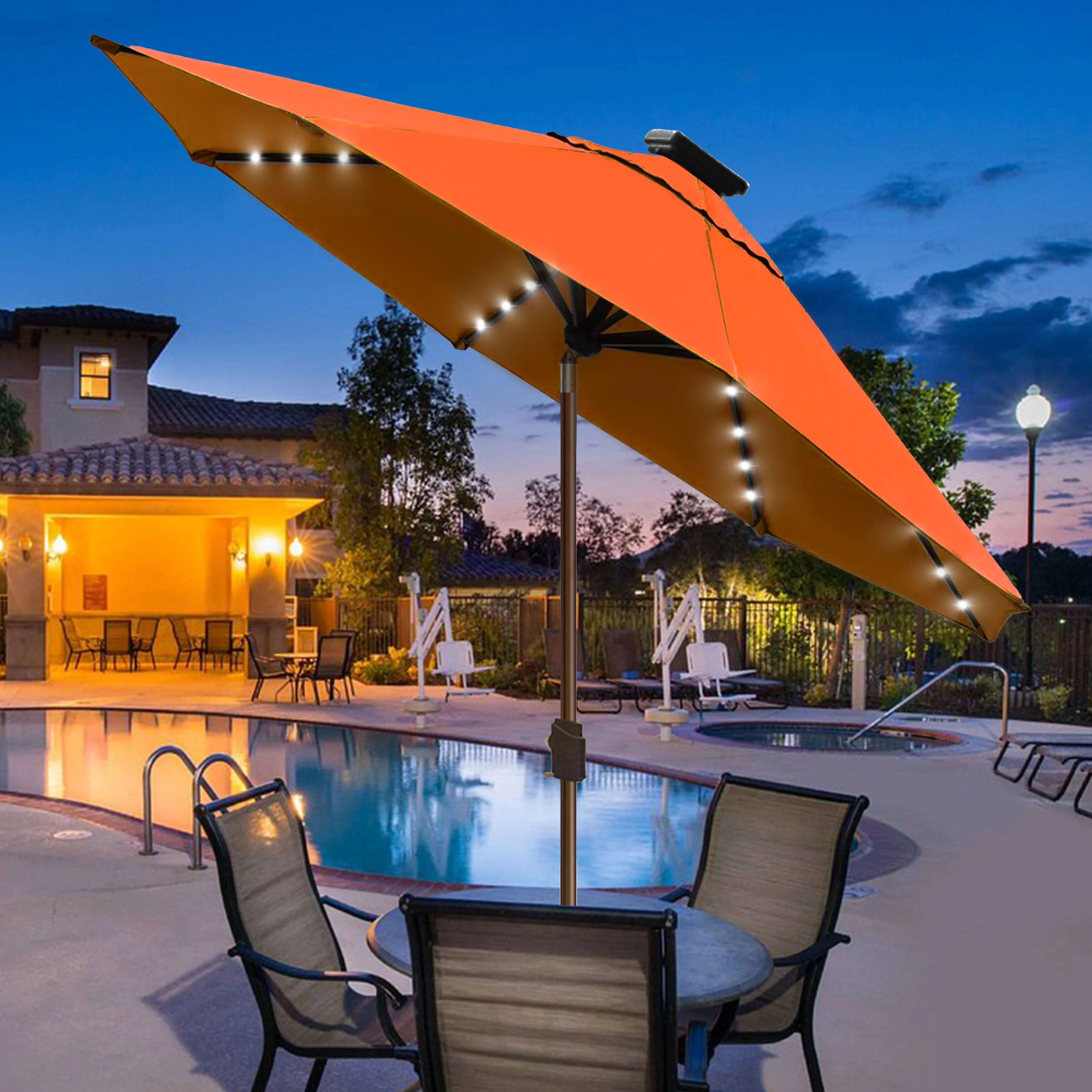 EliteShade Sunbrella Solar Umbrellas 9ft Market Umbrella with 80 LED Lights Patio Umbrellas Outdoor Table Umbrella with Ventilation and 5 Years Non-Fading Top,Ruby - Image 60