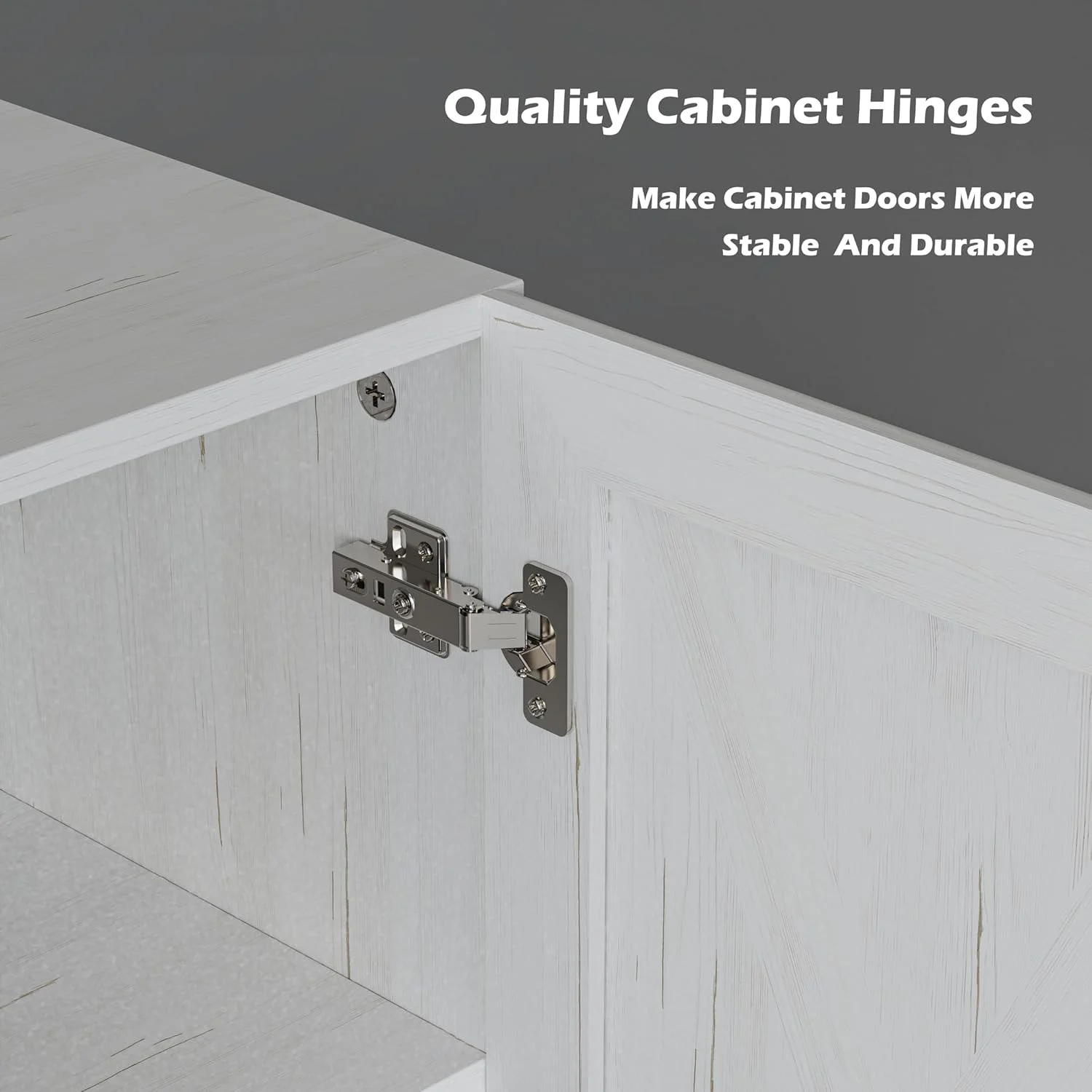 Wall Storage Cabinets - Farmhouse Kitchen Laundry White Wall Mounted Cabinets with 3 Doors and Shelves, 35inch Wide - Image 7