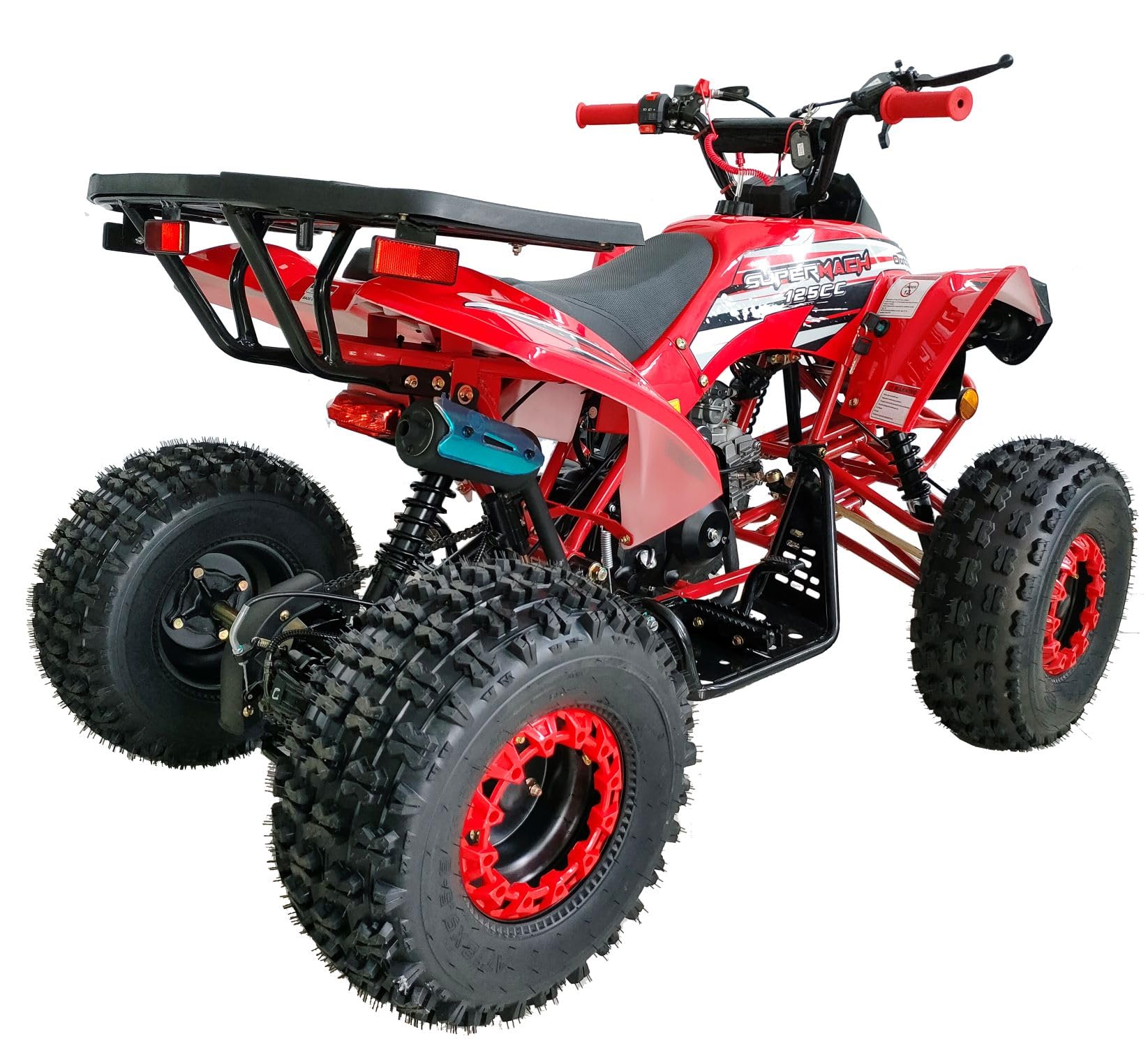 Upgraded 125cc ATV Sports Quad Youth Utility Style 125cc Fully Automatic with Reverse Gas 4 Wheeler Outlander ATVs Quads Big 19/18 inches Tires (Red) - Image 5