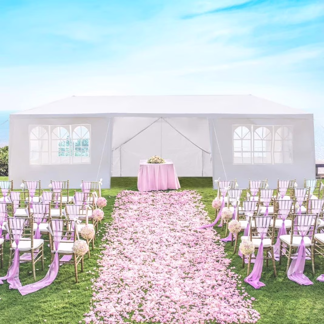 10'x30' Party Tent Outdoor Wedding Event Tents with 8 Removable Sidewalls, Heavy Duty Gazebo, Large Canopy Waterproof for Parties Patio Birthday All Season White