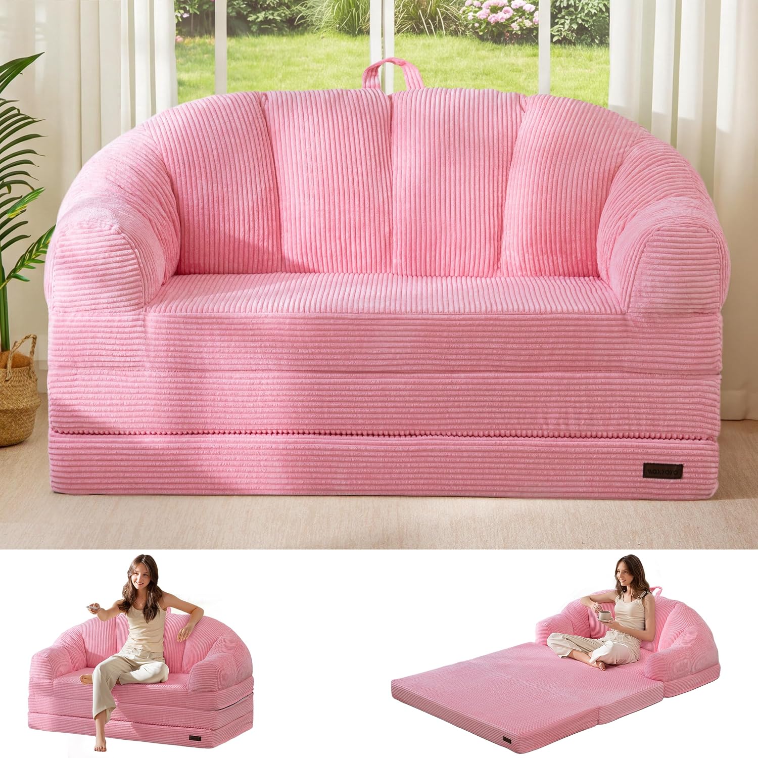 Folding Sofa Bed with Backrest, Boneless Fold Out Couch with Handle - Image 2