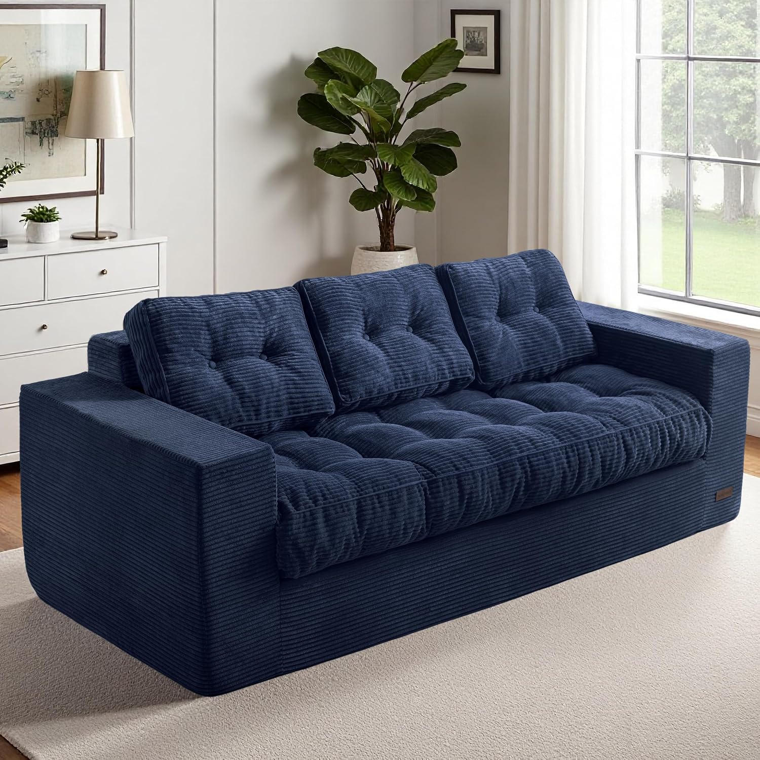 Loveseat Sofa Couch, Upholstered Bean Bag Chair Cloud Seat - Image 3