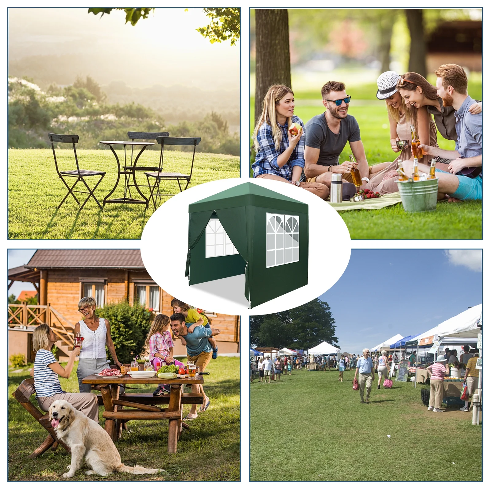6.5x6.5ft Pop Up Canopy Tent - Instant White Gazebo w/ 4 Sidewalls, UPF 50+ & Carry Bag, 42 sq ft Shade for Camping/Patio (200x200cm) - Image 23