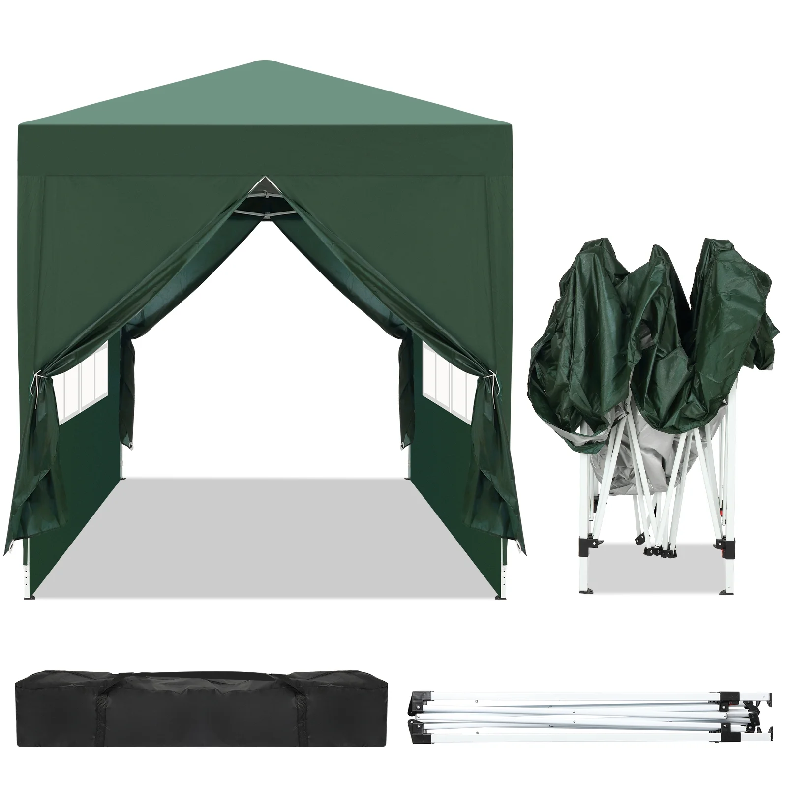 6.5x6.5ft Pop Up Canopy Tent - Instant White Gazebo w/ 4 Sidewalls, UPF 50+ & Carry Bag, 42 sq ft Shade for Camping/Patio (200x200cm) - Image 22