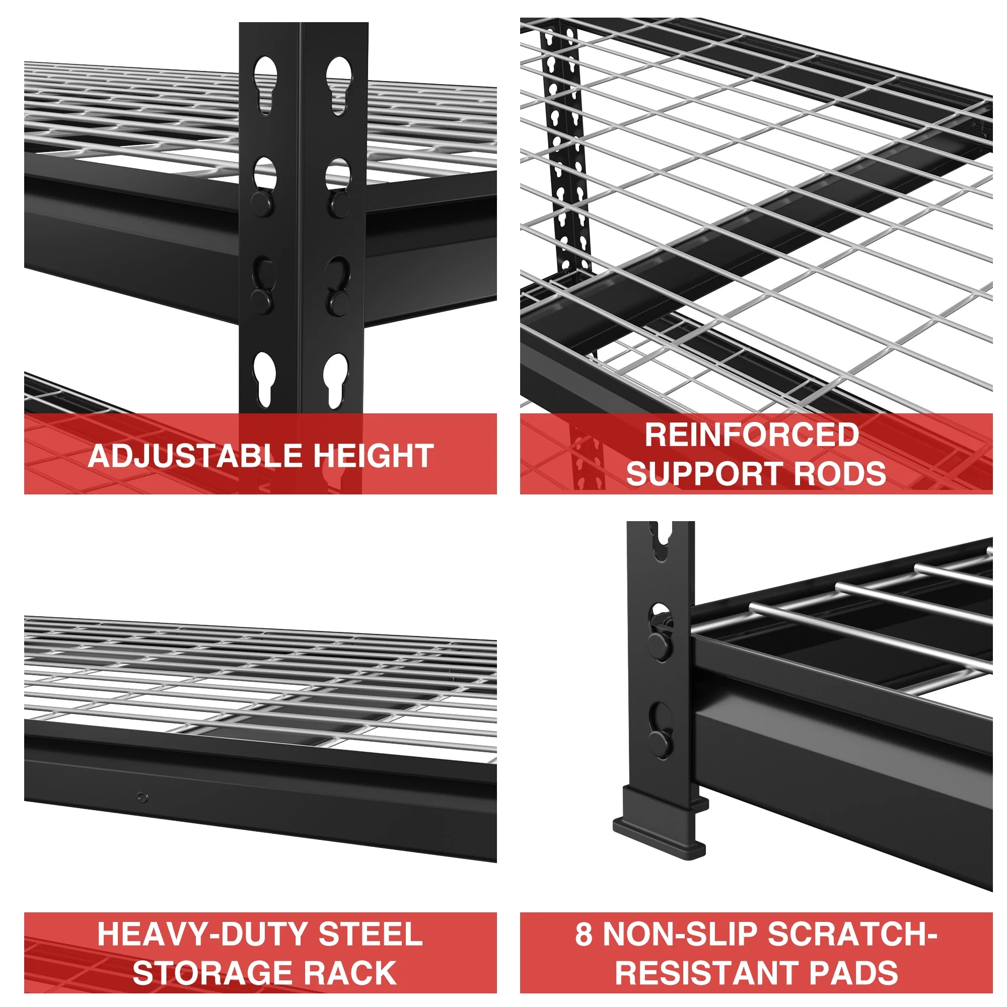 WORKPRO 4000 lbs 5-Tier Metal Shelving Unit, 72-H x 48-W x 24-D, Heavy Duty Adjustable Storage Rack, for Garage, Basement, Warehouse, Workshop - Image 4