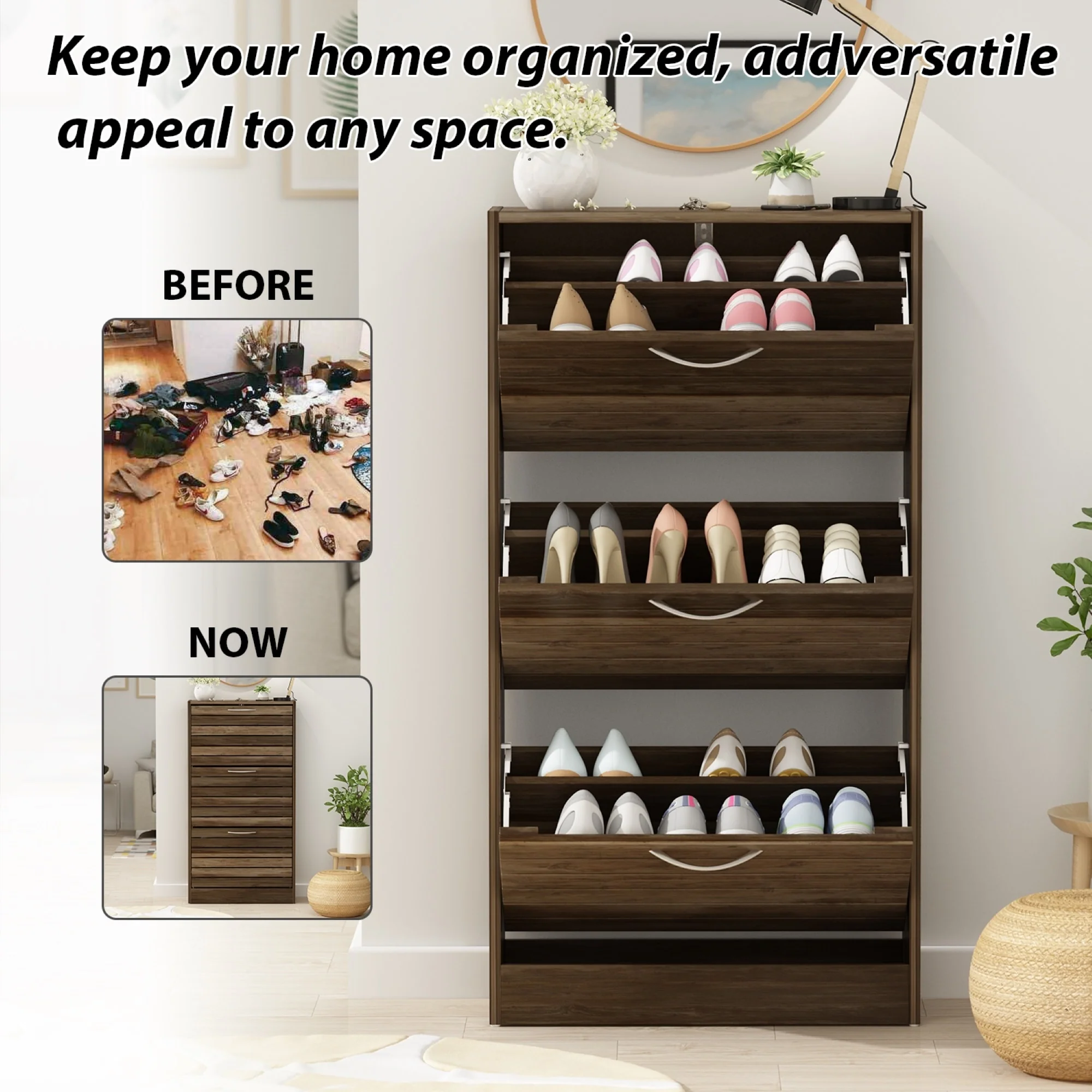 Modern Shoe Storage Cabinet for Entryway and Hallway, Space-Saving Shoe Organizer - Image 42