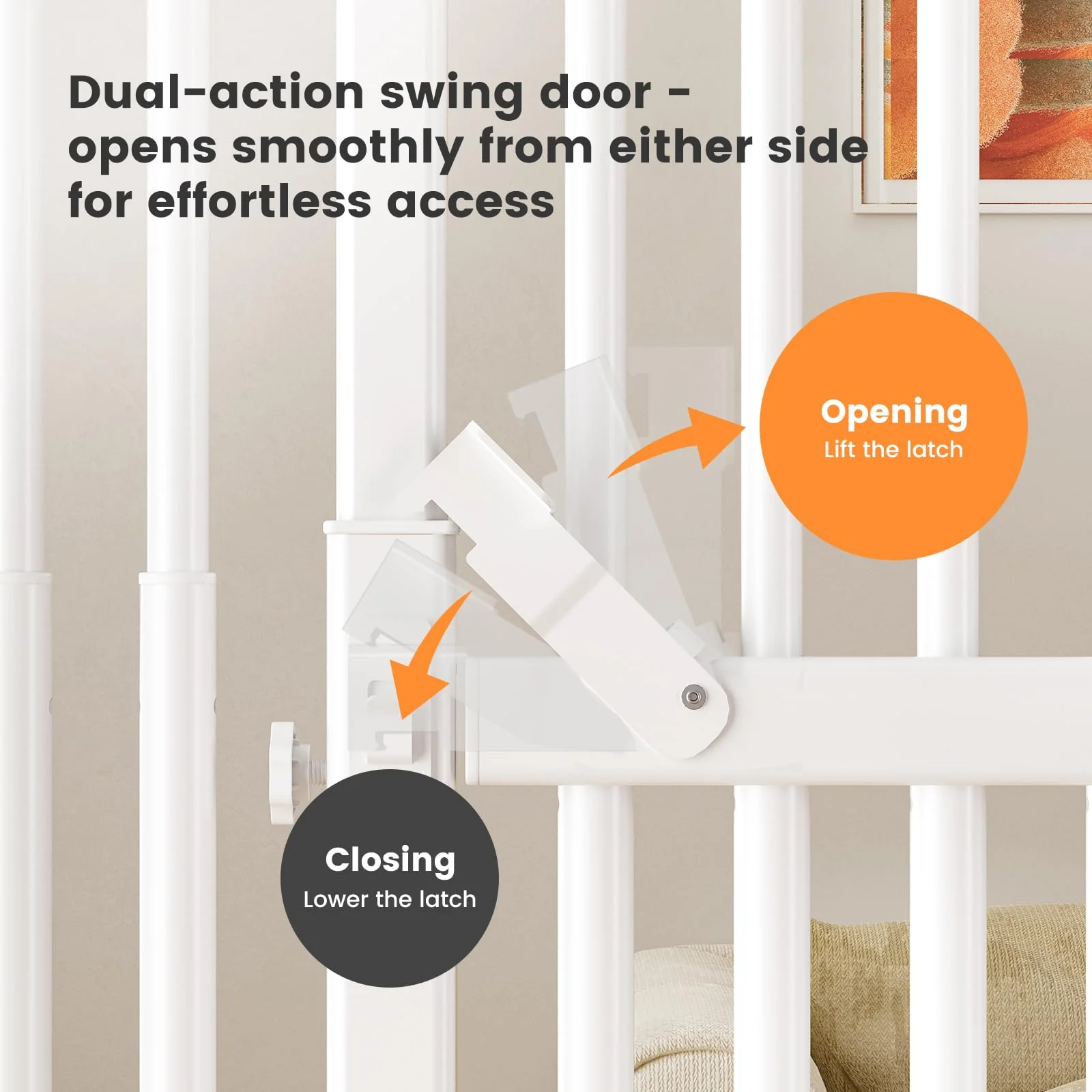 Extra Tall Cat Gate 51"-87", Wide Adjustable Pet Safety Gate for Doorways and Home - Image 6