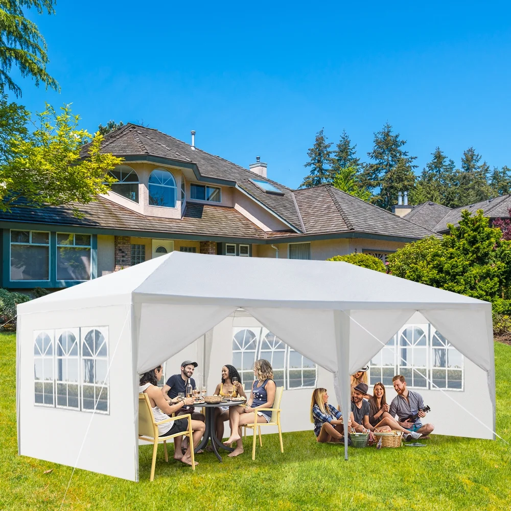 10'x20' Outdoor Party Tent with 6 Removable Sidewalls, Waterproof Canopy Patio Wedding Gazebo, White - Image 9