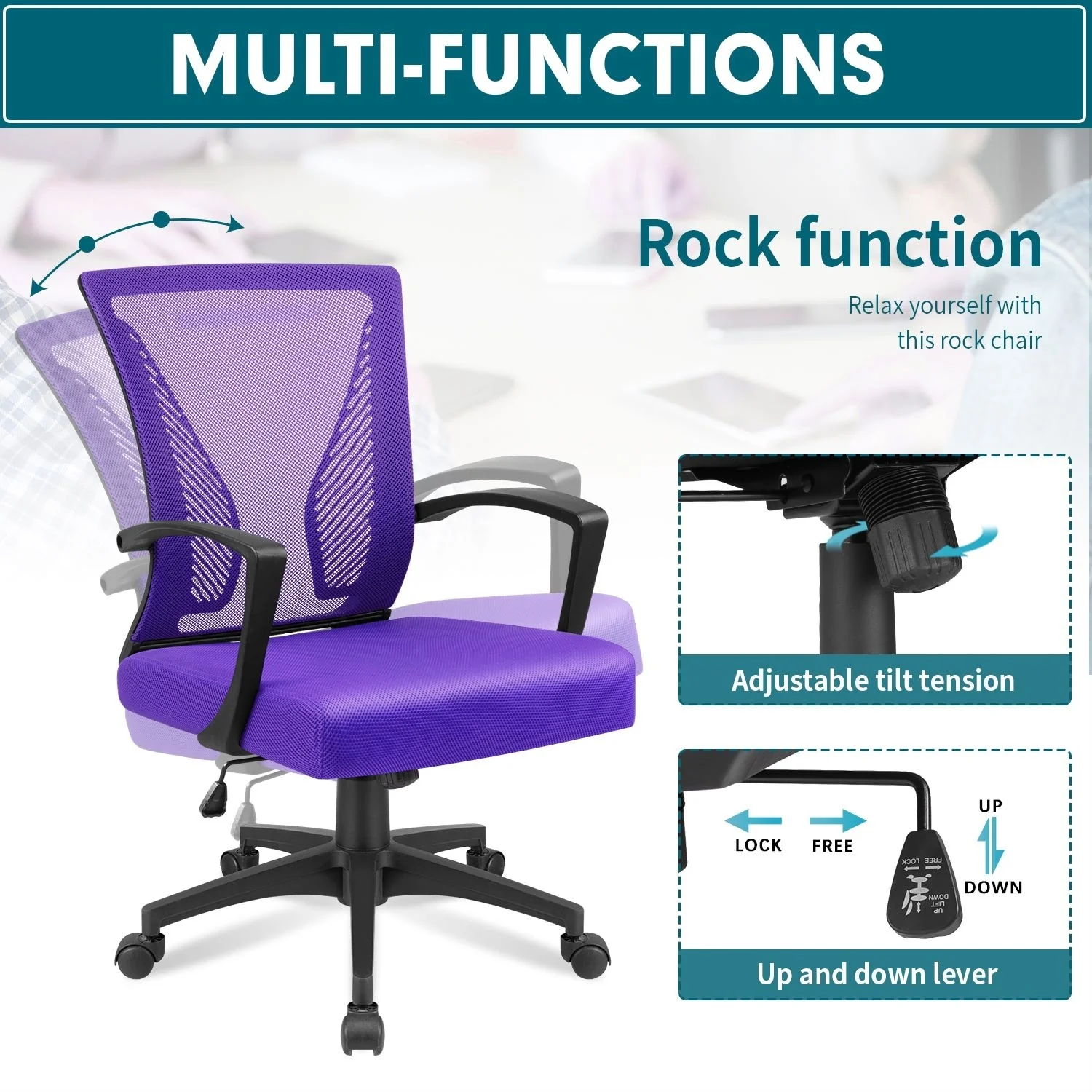 Ergonomic Mesh Office Chair with Lumbar Support, Breathable Computer Desk Chair - Image 51