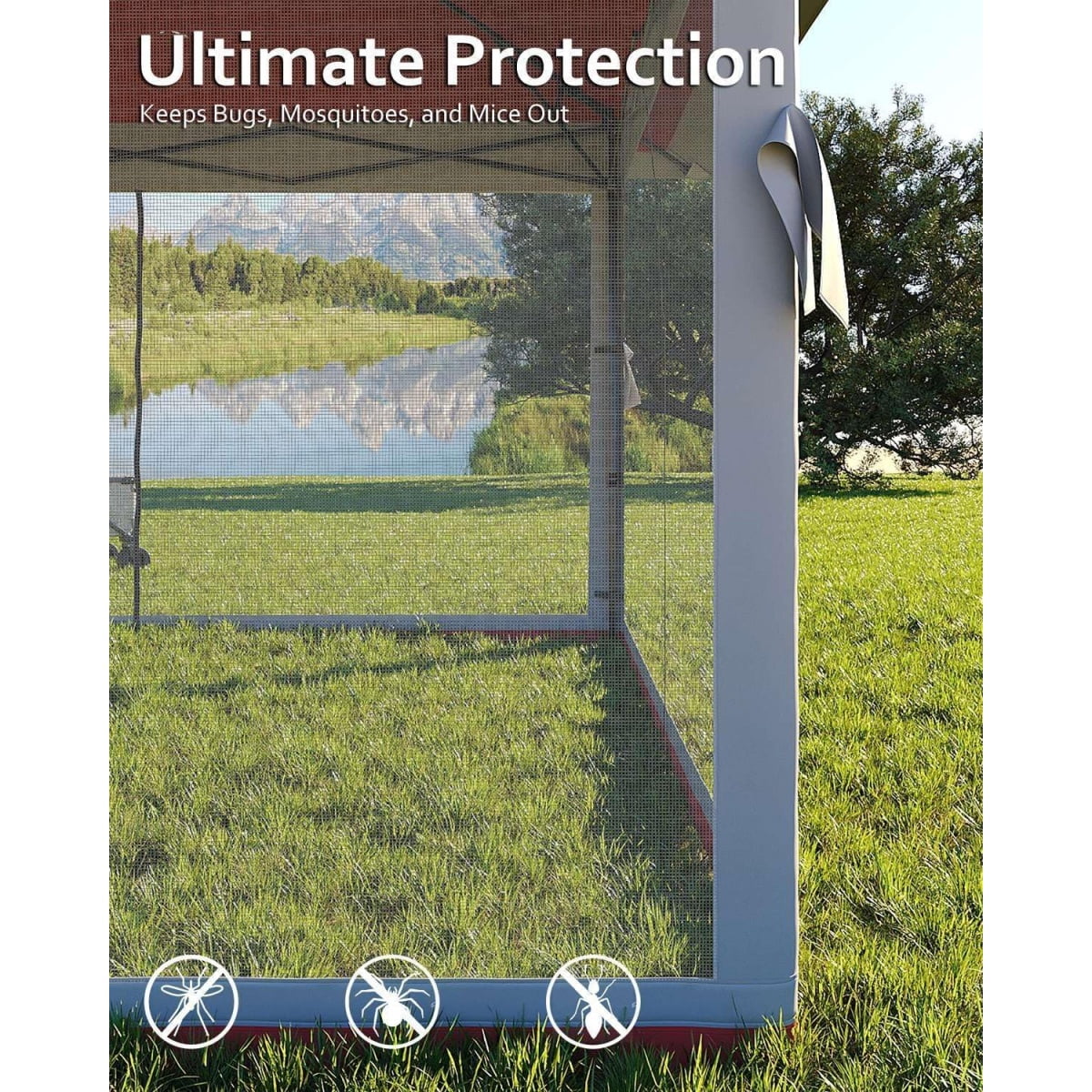 13x13FT with Expansion Bolts, Canopy Tent, Heavy Duty Party Tent & Shelter with Double Roofs, Mosquito Nettings and Privacy Screens Tent for Party, Wedding, Outdoor Dining, Patio, Backyar - Image 20