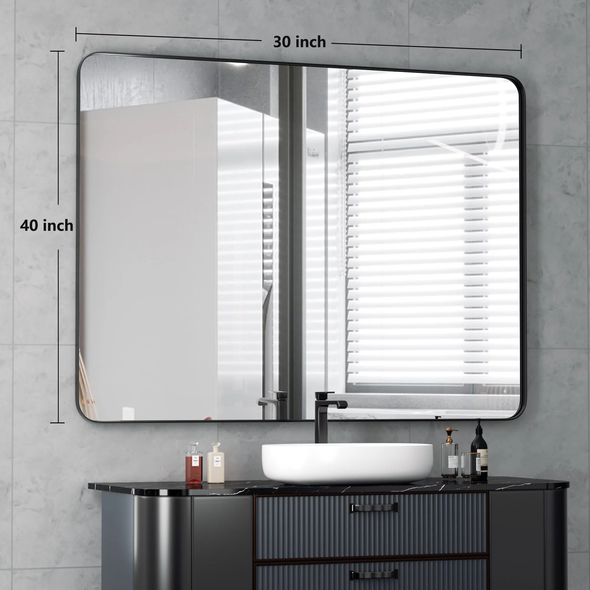 Wall Mirror Vanity Mirror, Bathroom Mirror with Rounded Corners, 1 Piece - Image 40
