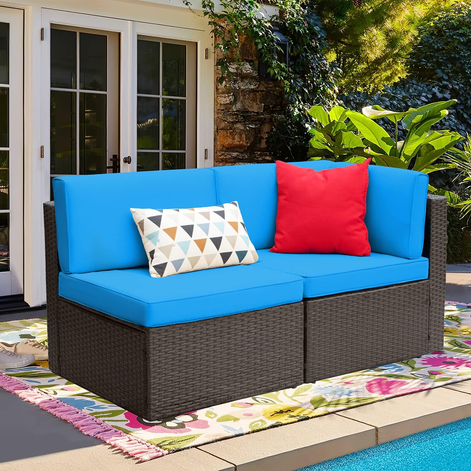 5-Piece All-Weather Patio Furniture Set with Cushions, Outdoor Wicker Conversation Sofa Set for Garden, Deck & Backyard - Image 7