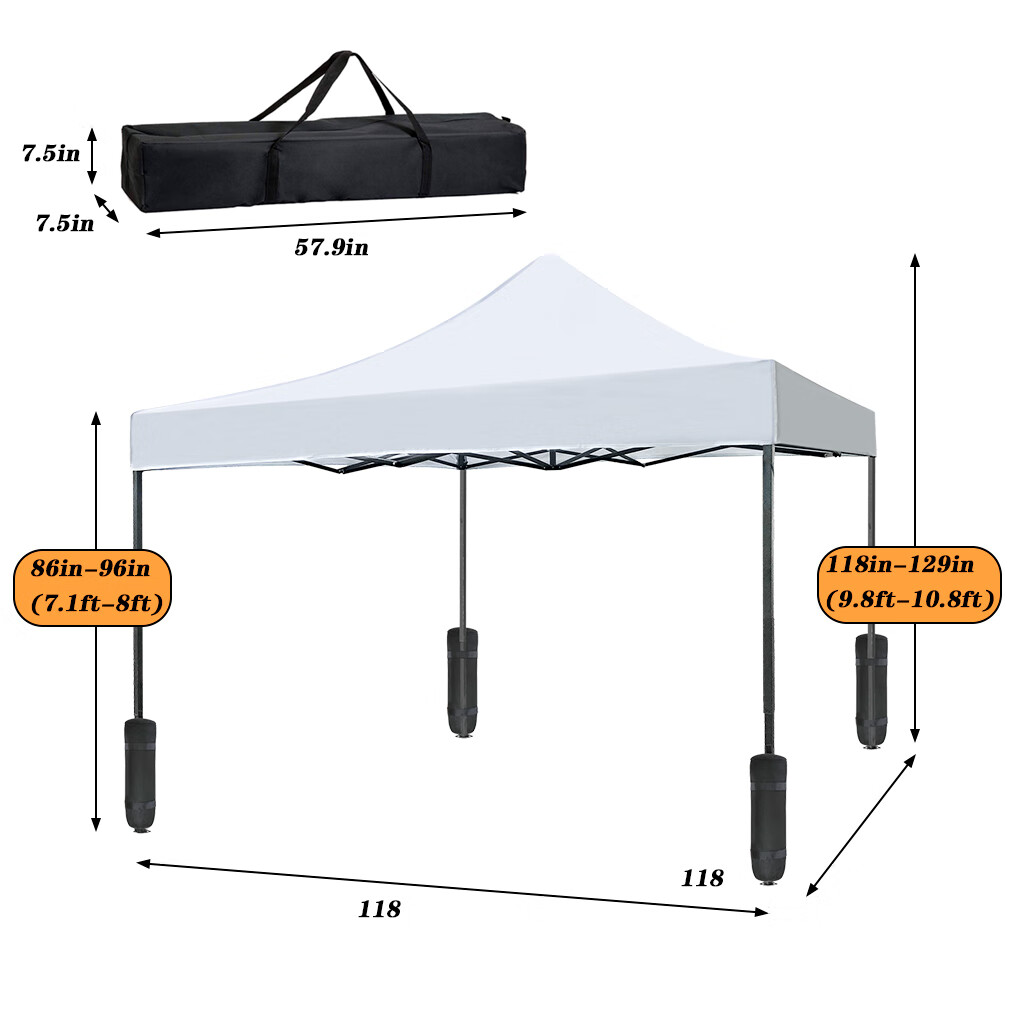 CL.HPAHKL 10' x 10' Outdoor Pop Up Canopy Tent with Wheeled Bag, Outdoor Shade Tent for Party One Push Patio Tent Canopy Instant Slant Leg Conopy for Backyard Outdoor Patio and Lawn - Image 5