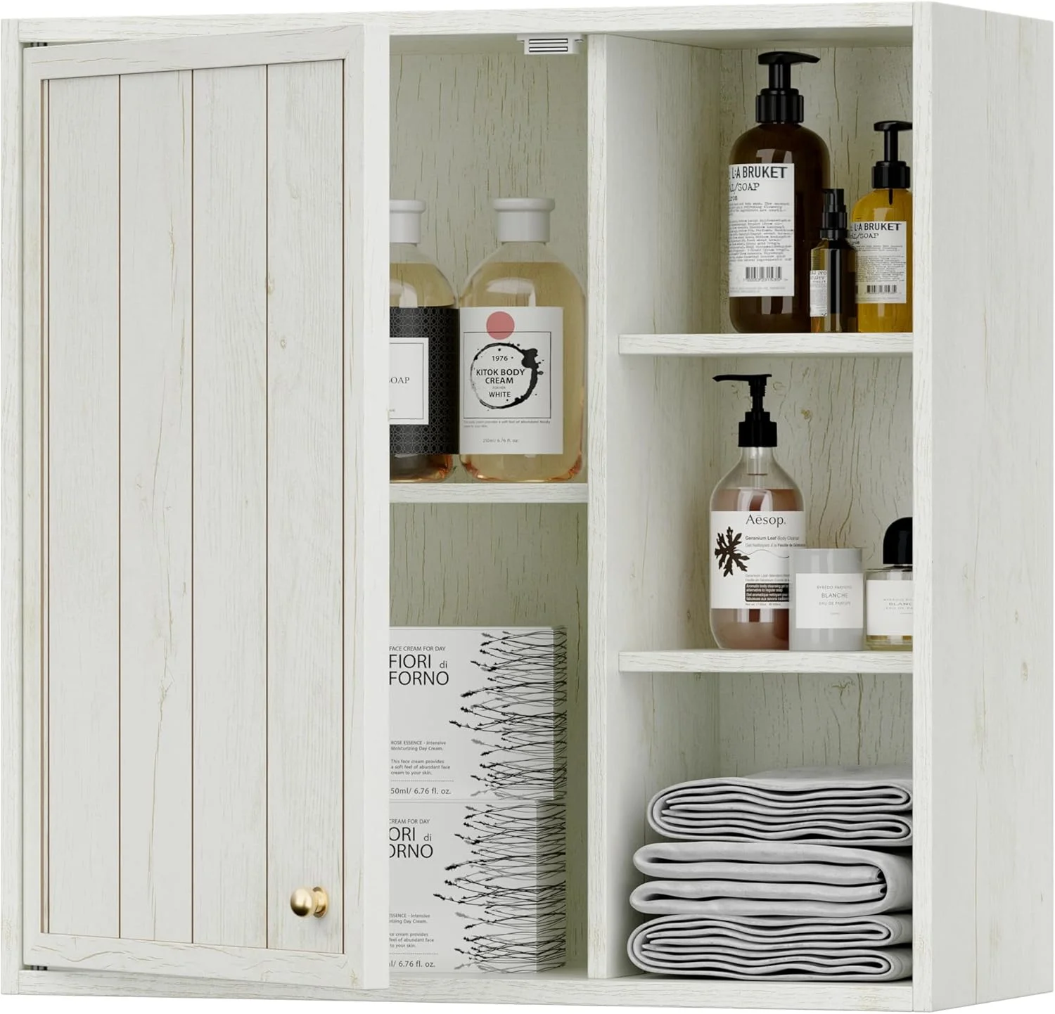 ANHDAH Rustic Wall Cabinet - Wooden Bathroom Storage with Shelf, Over-Toilet Mounted Cupboard for Kitchen, Laundry, Garage (Brown) - Image 12