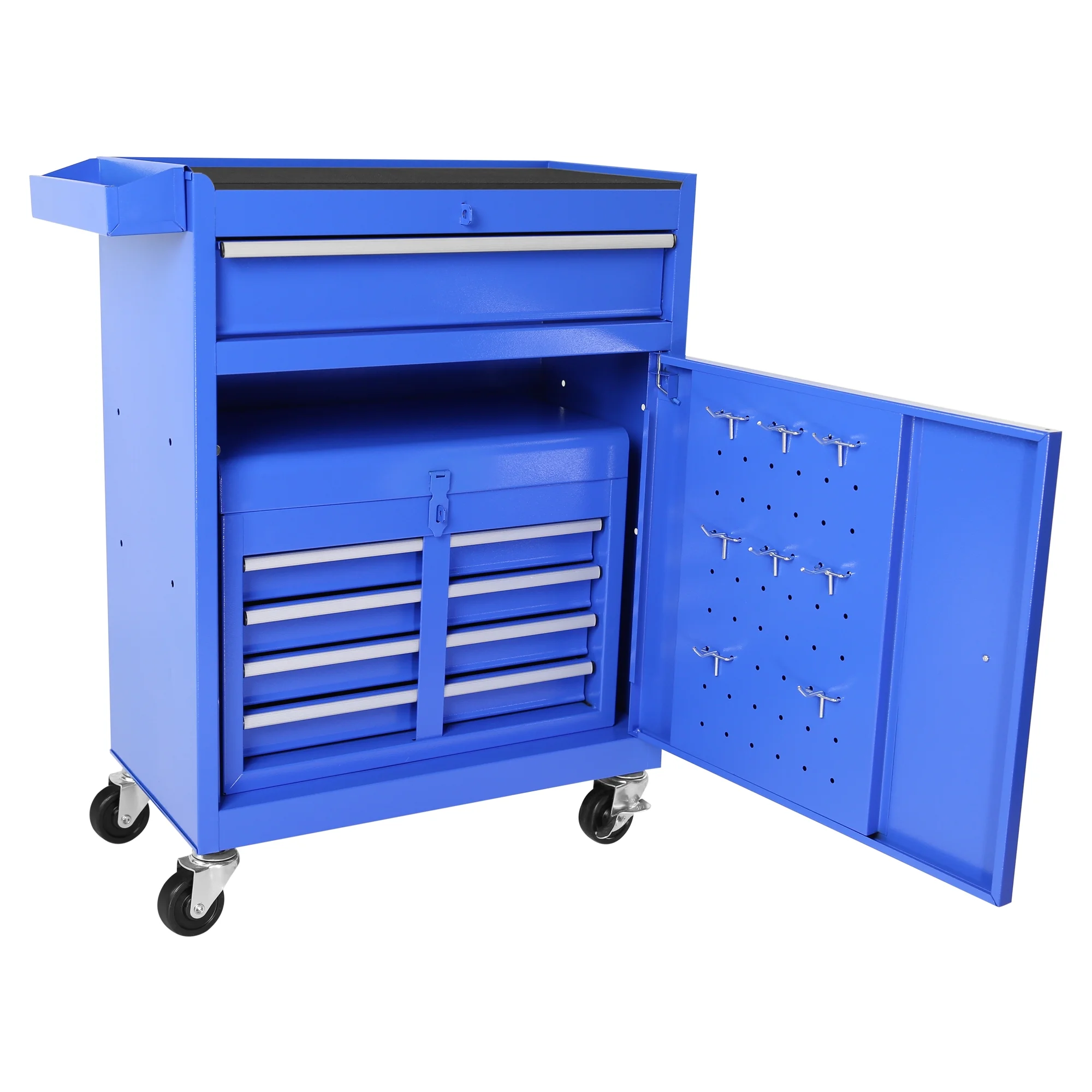 DUOSONG 5-Drawer Rolling Tool Chest, High Capacity Tool Storage Cabinet W/Lockable Wheels, Adjustable Shelf & Anti-Slip Liner, Detachable Tool Box Organizer, Rolling Tool Cabinet Blue Steel Tools & - Image 13