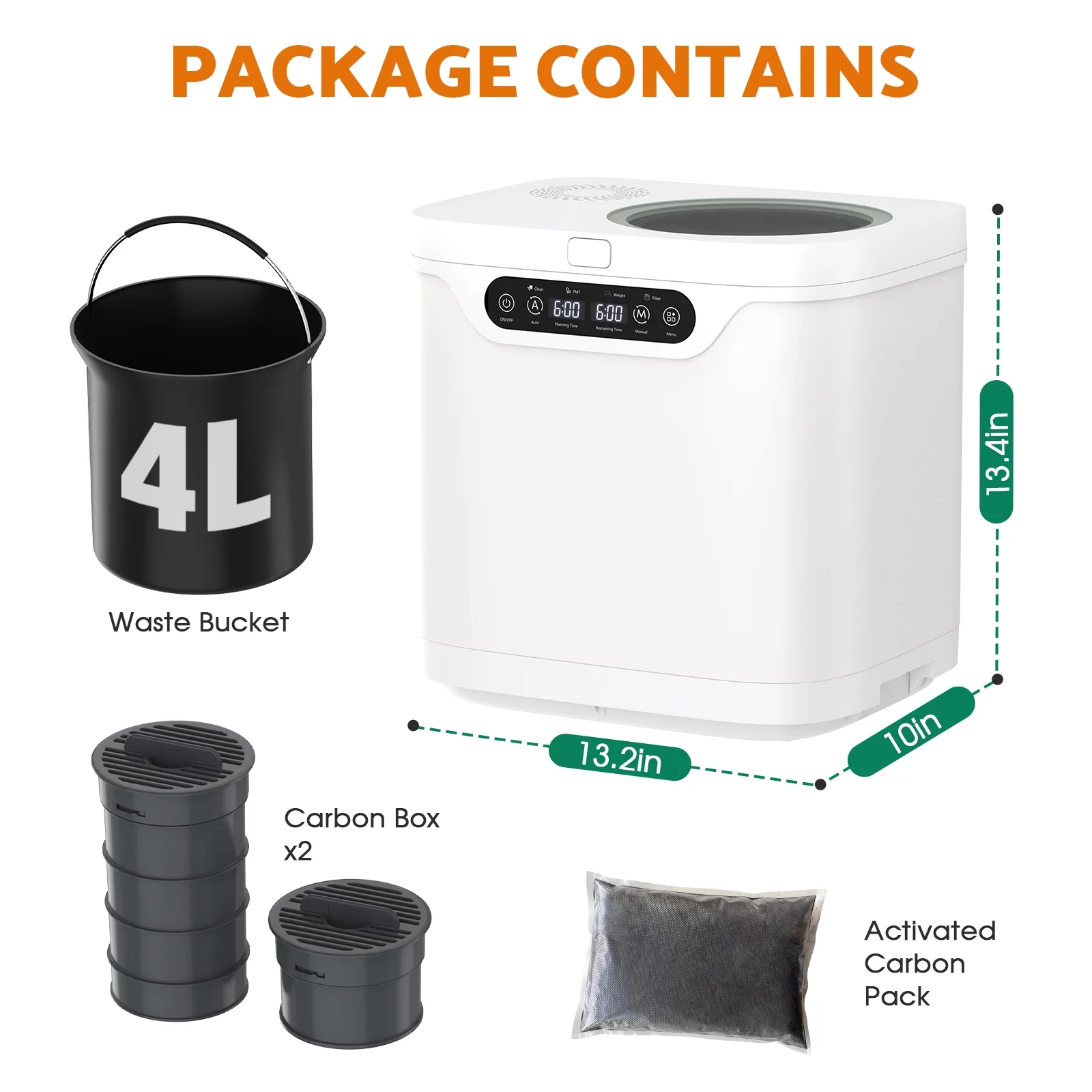 Advwin 4L Electric Composter for Kitchen, Indoor Compost Bin, 2 Detachable Carbon Filter, Auto-Cleaning - Image 2